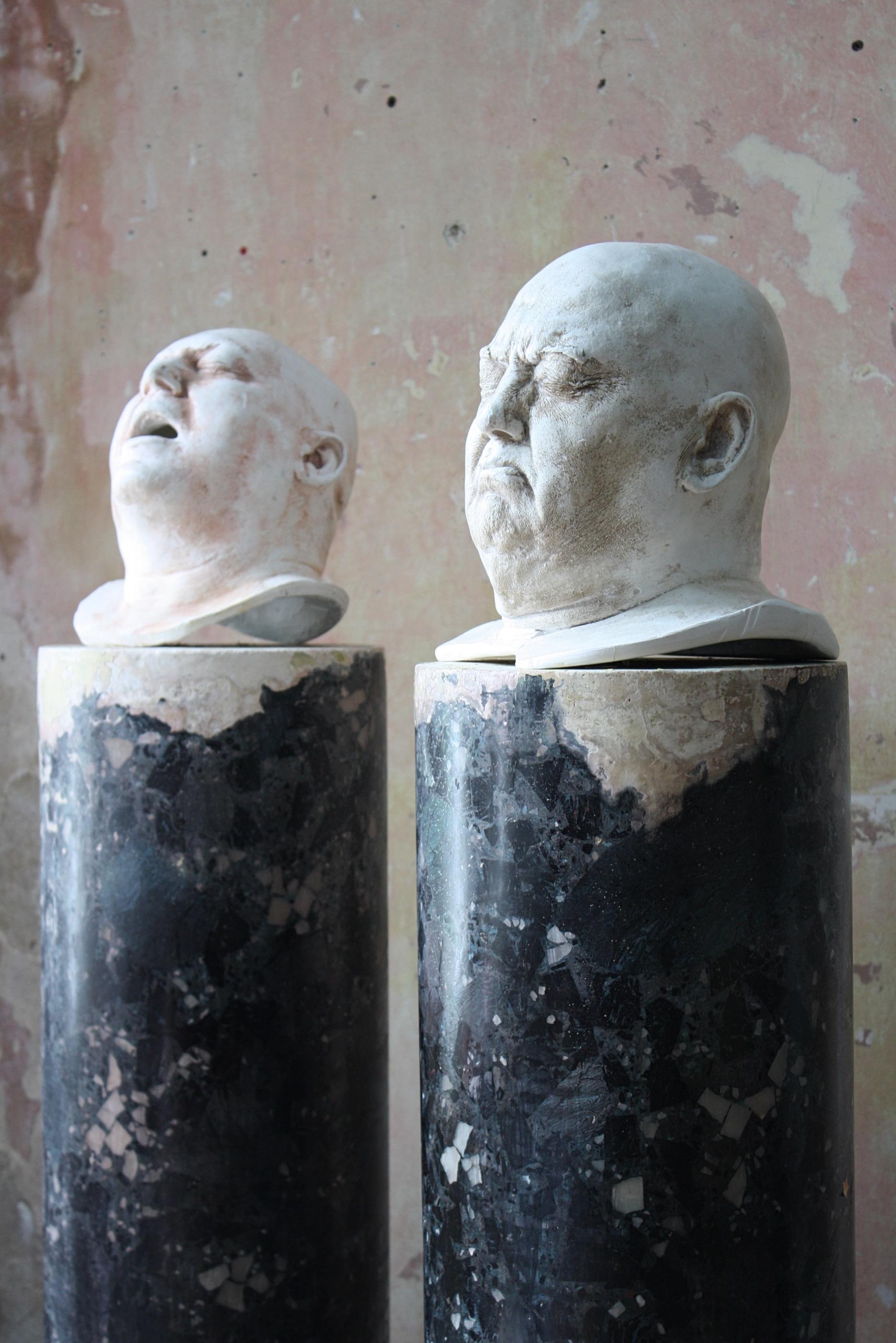 Pair of Early 20th Century Sculptural Life/Death Masks Plaster Busts 6