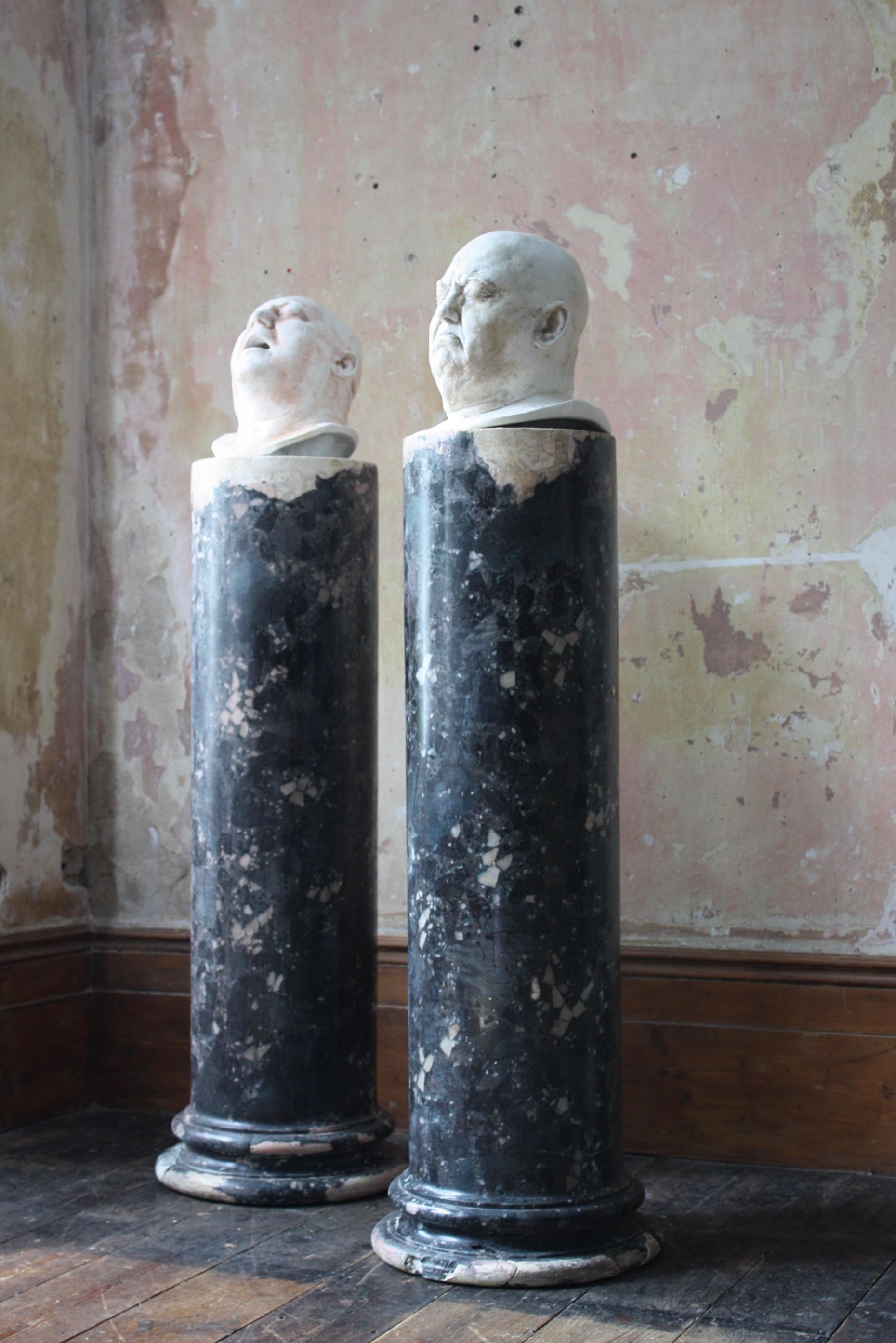 Pair of Early 20th Century Sculptural Life/Death Masks Plaster Busts 7