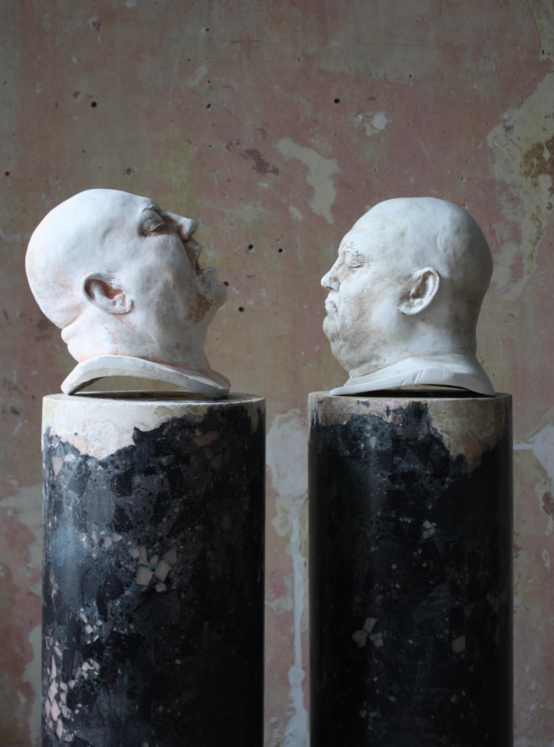Pair of Early 20th Century Sculptural Life/Death Masks Plaster Busts 8