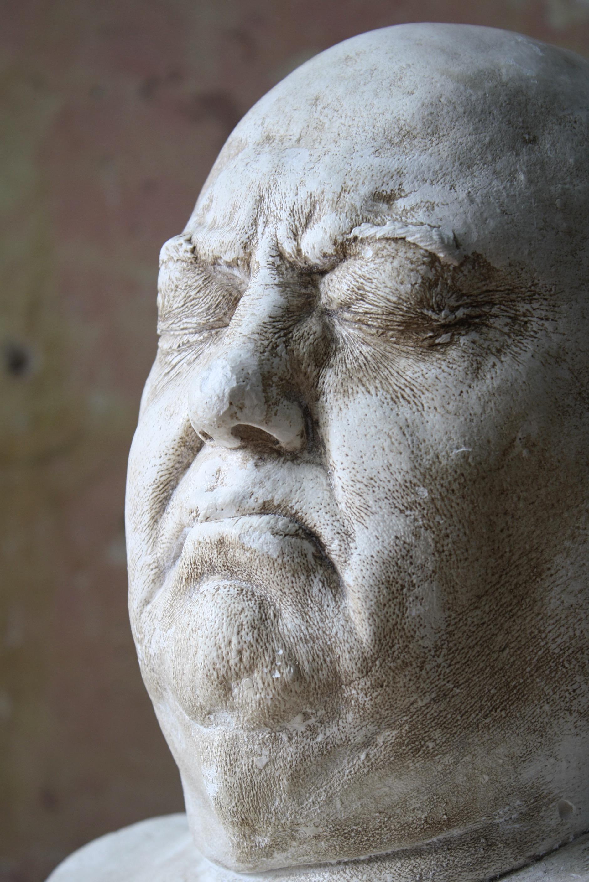 Welsh Pair of Early 20th Century Sculptural Life/Death Masks Plaster Busts