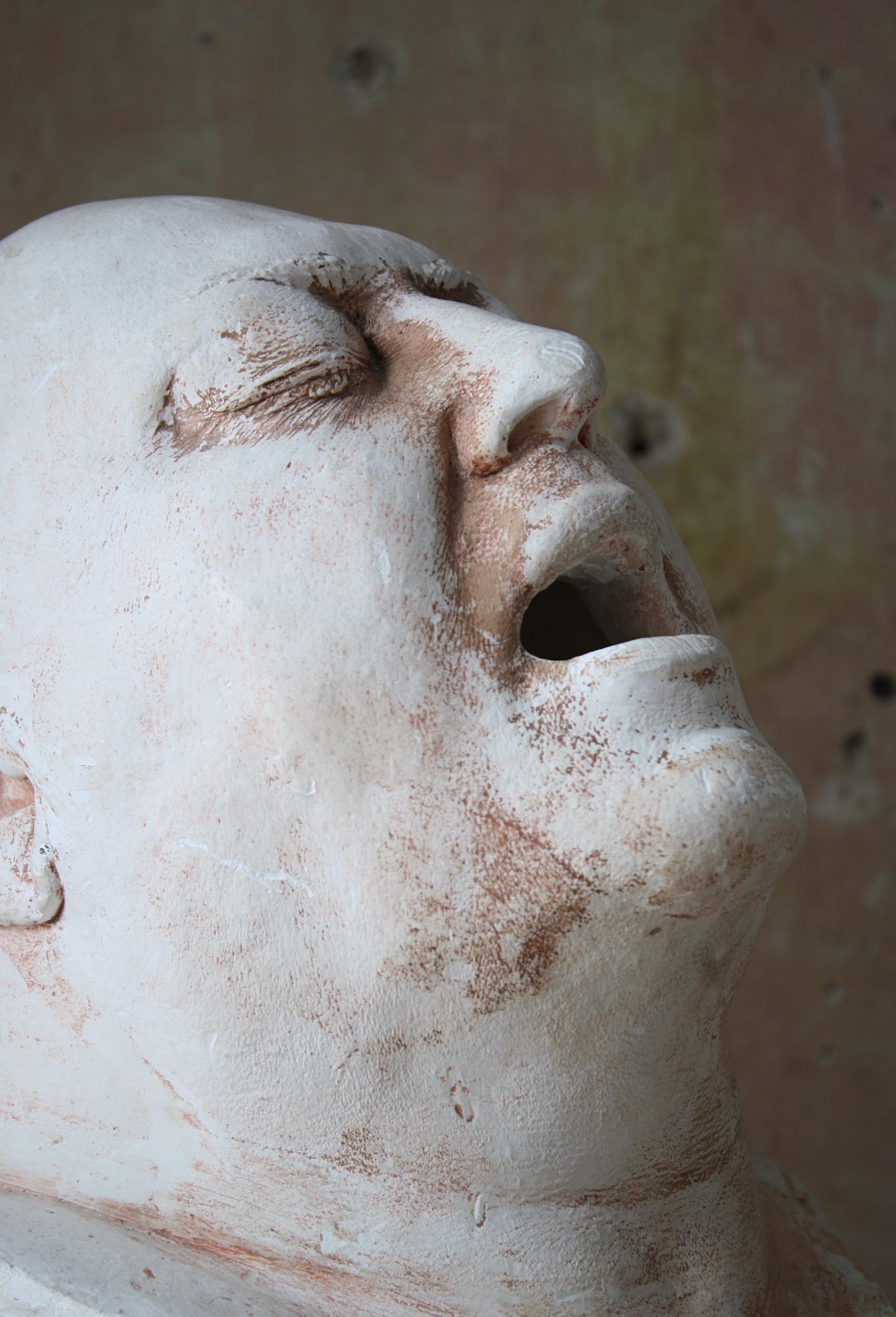 Pair of Early 20th Century Sculptural Life/Death Masks Plaster Busts 1