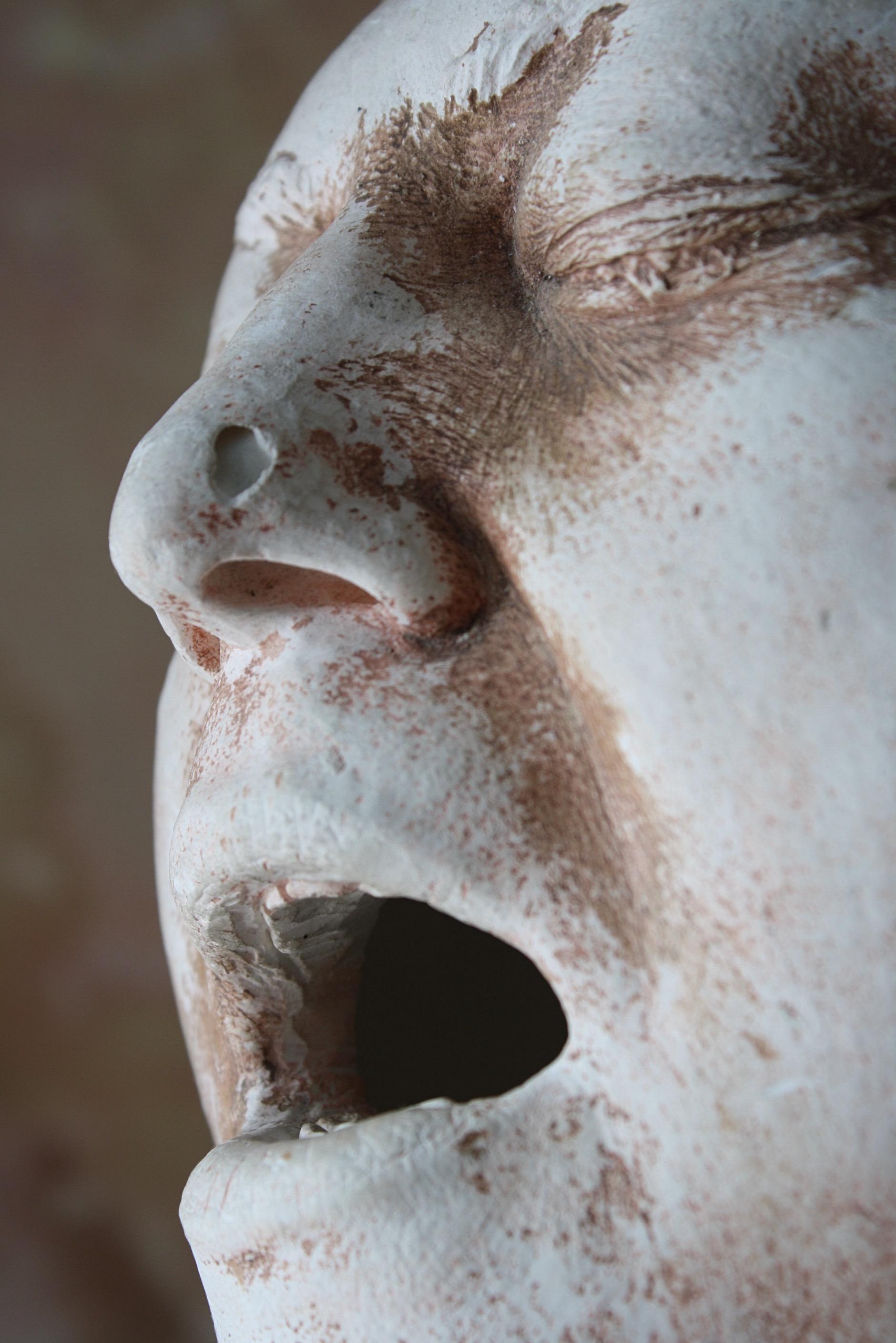Pair of Early 20th Century Sculptural Life/Death Masks Plaster Busts 3