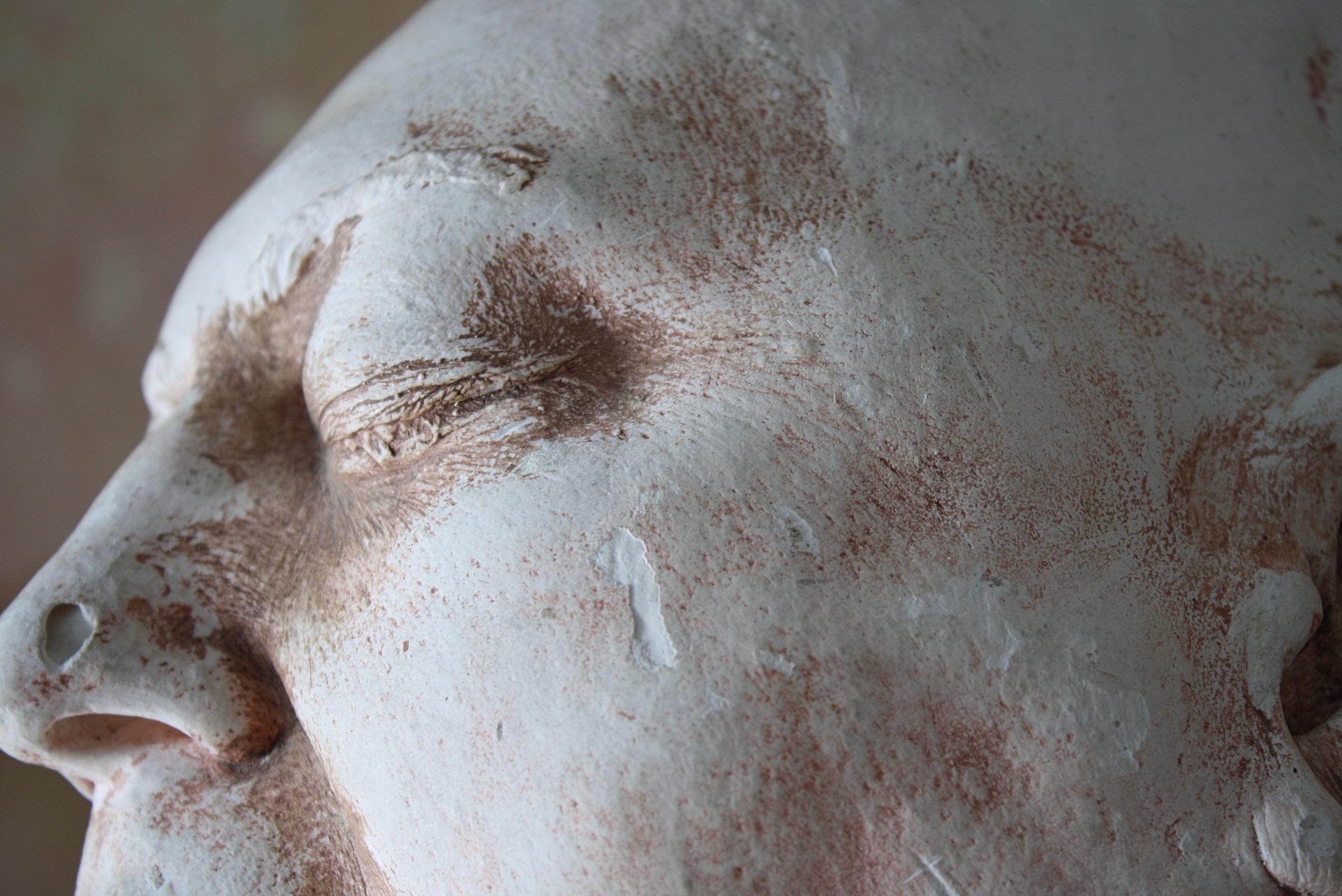 Pair of Early 20th Century Sculptural Life/Death Masks Plaster Busts 4