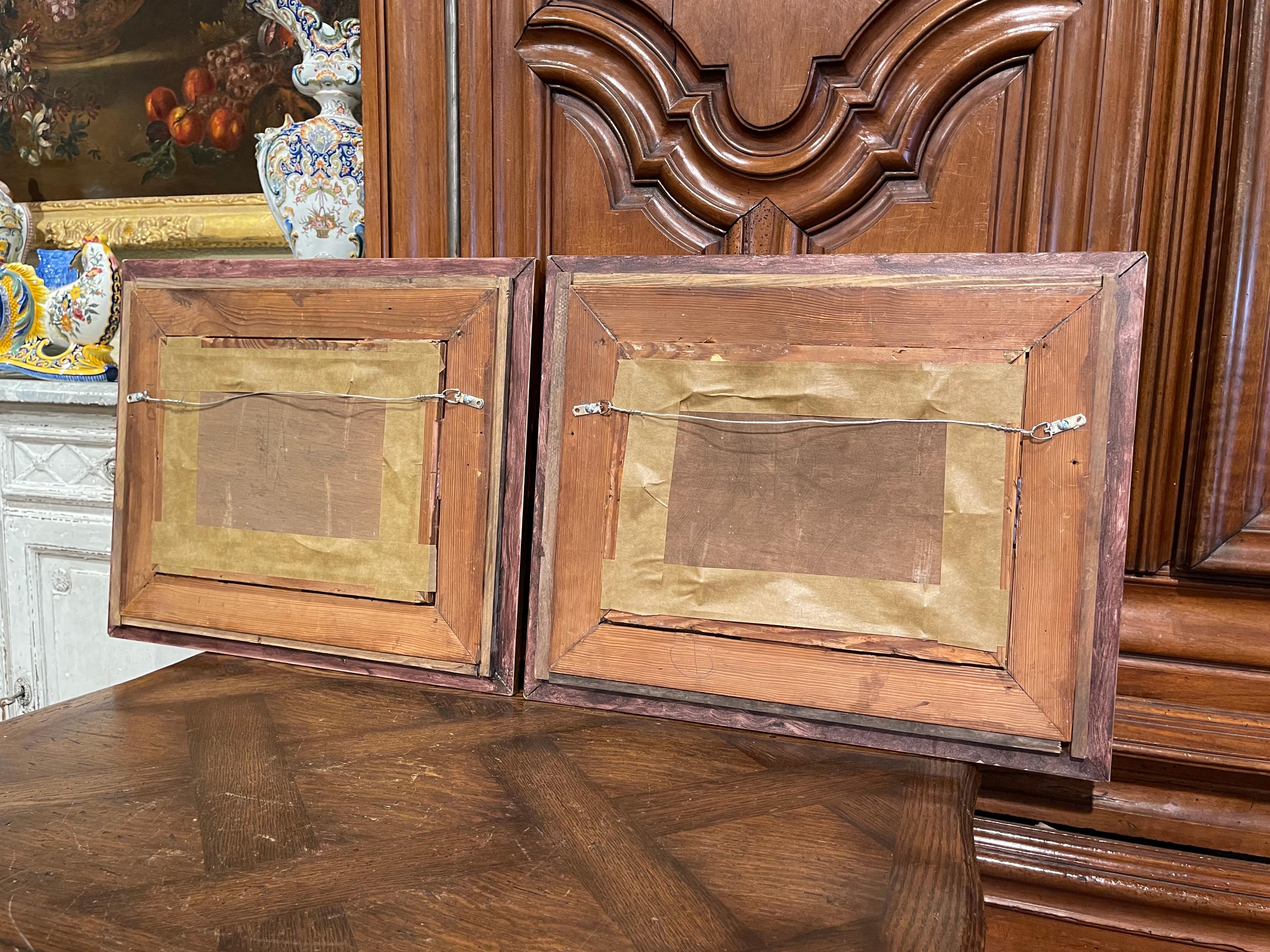 Pair of Early 20th Century Signed Pastoral Paintings on Board in Gilt Frames For Sale 7