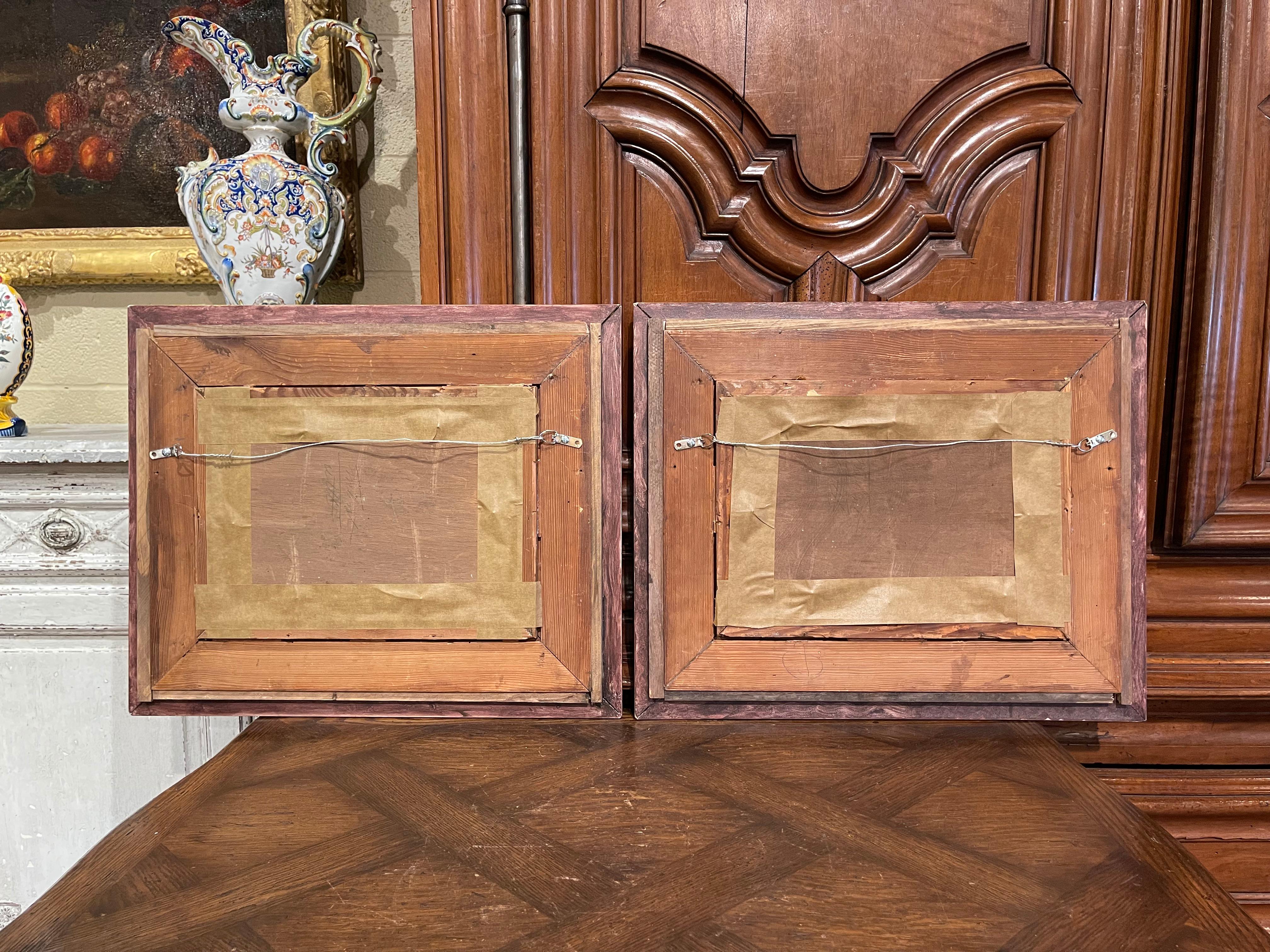 Pair of Early 20th Century Signed Pastoral Paintings on Board in Gilt Frames For Sale 8