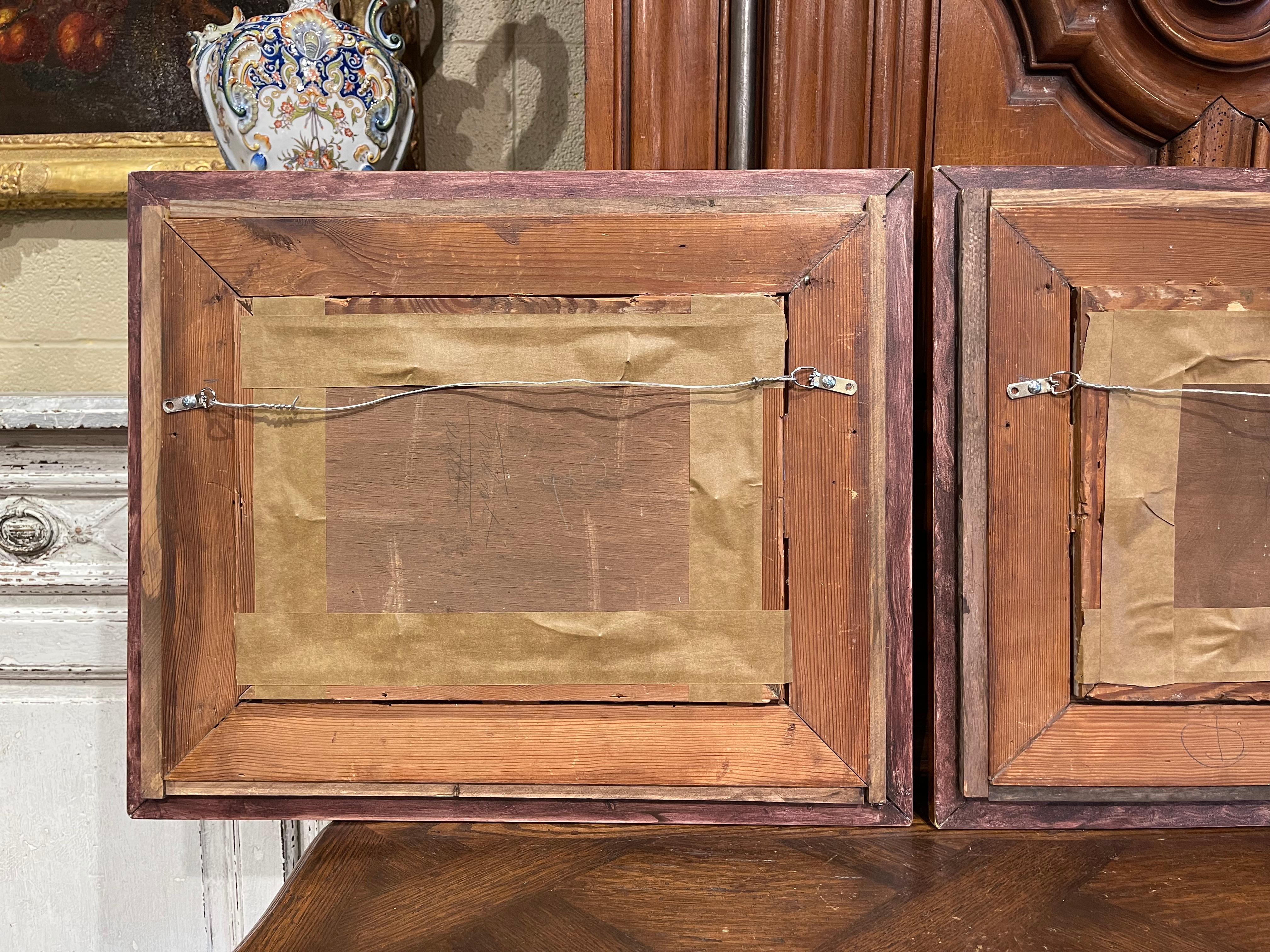 Paar signierte pastorale Gemälde des frühen 20. Jahrhunderts auf Karton in vergoldeten Rahmen im Angebot 9