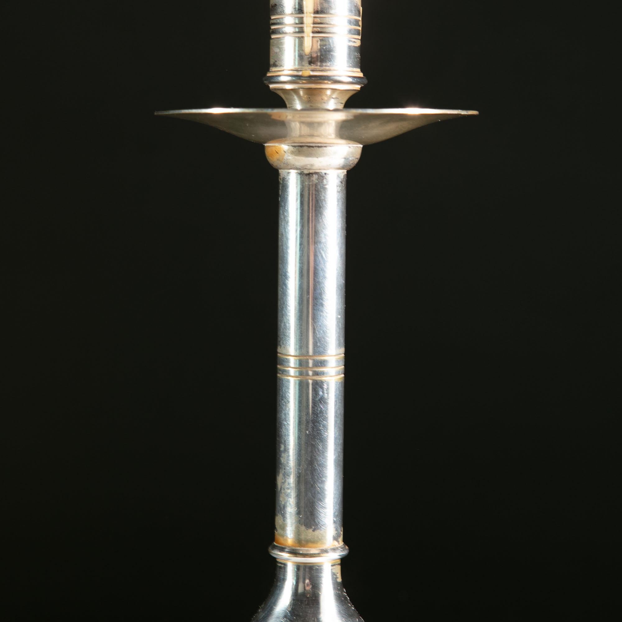 silver candlestick lamp base