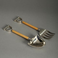 Pair of Early 20th Century Silver Plated Salad Servers