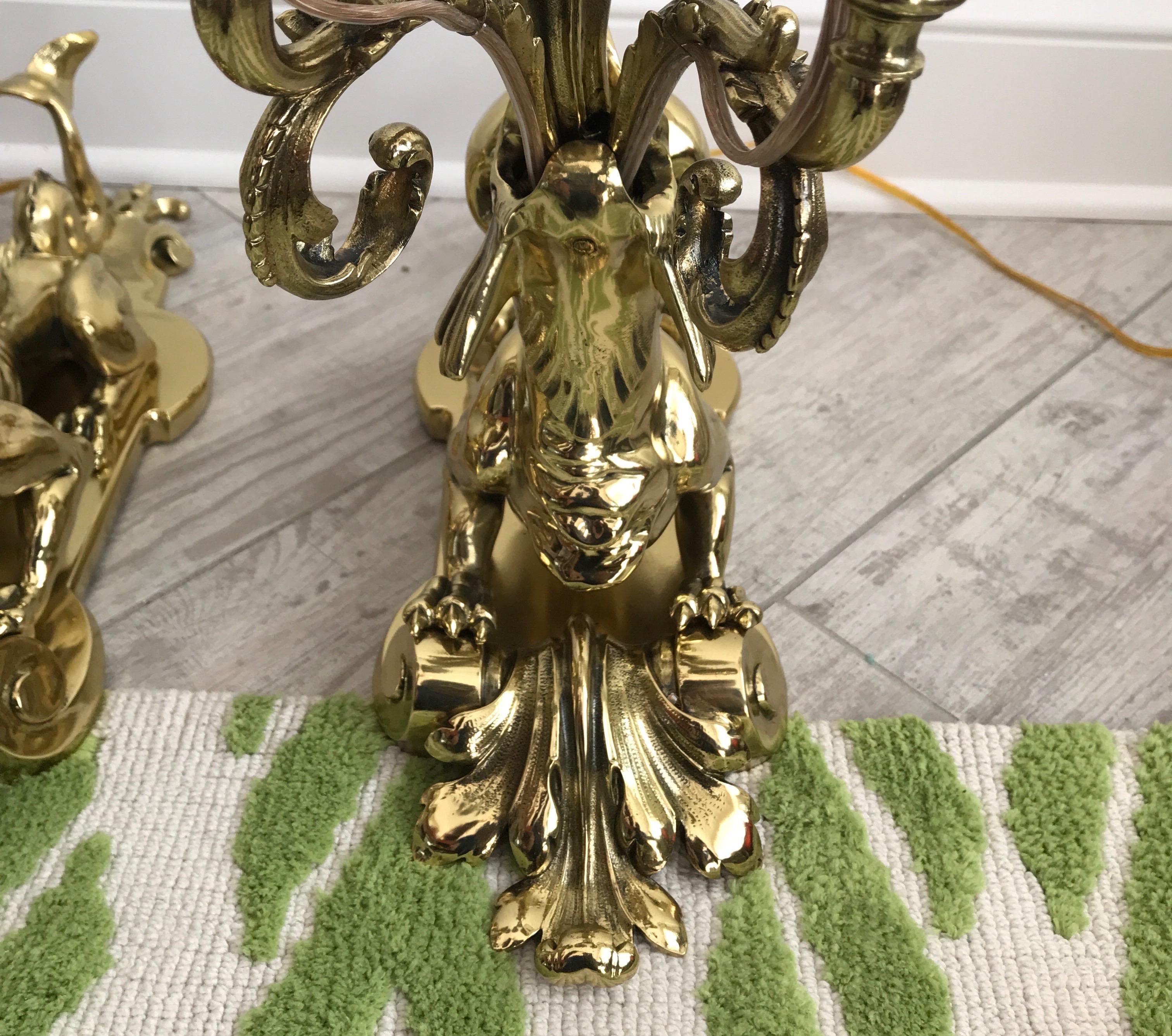 Pair of Early 20th Century Solid Brass Sea Urchin Candelabra For Sale 9