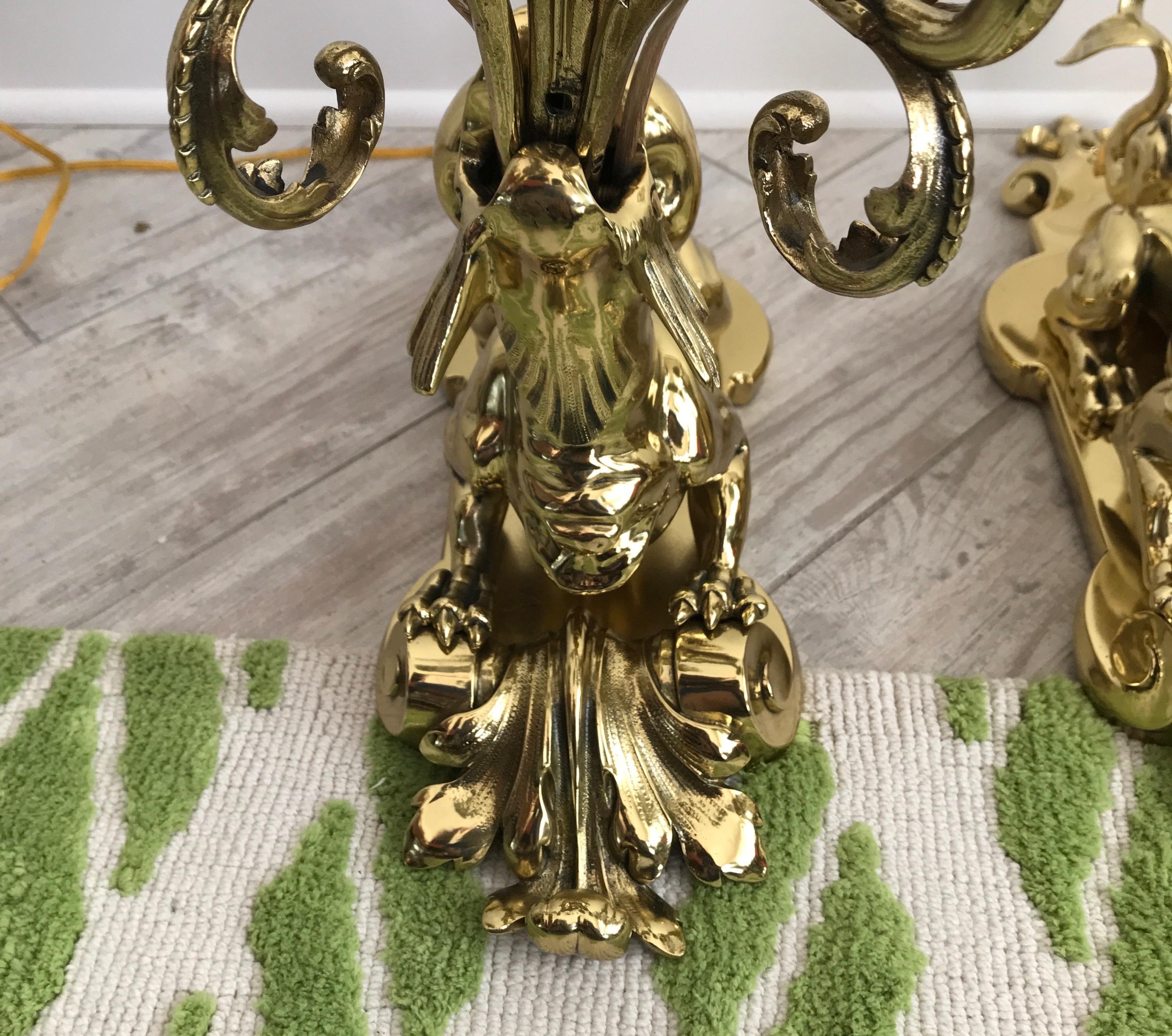 Pair of Early 20th Century Solid Brass Sea Urchin Candelabra For Sale 10