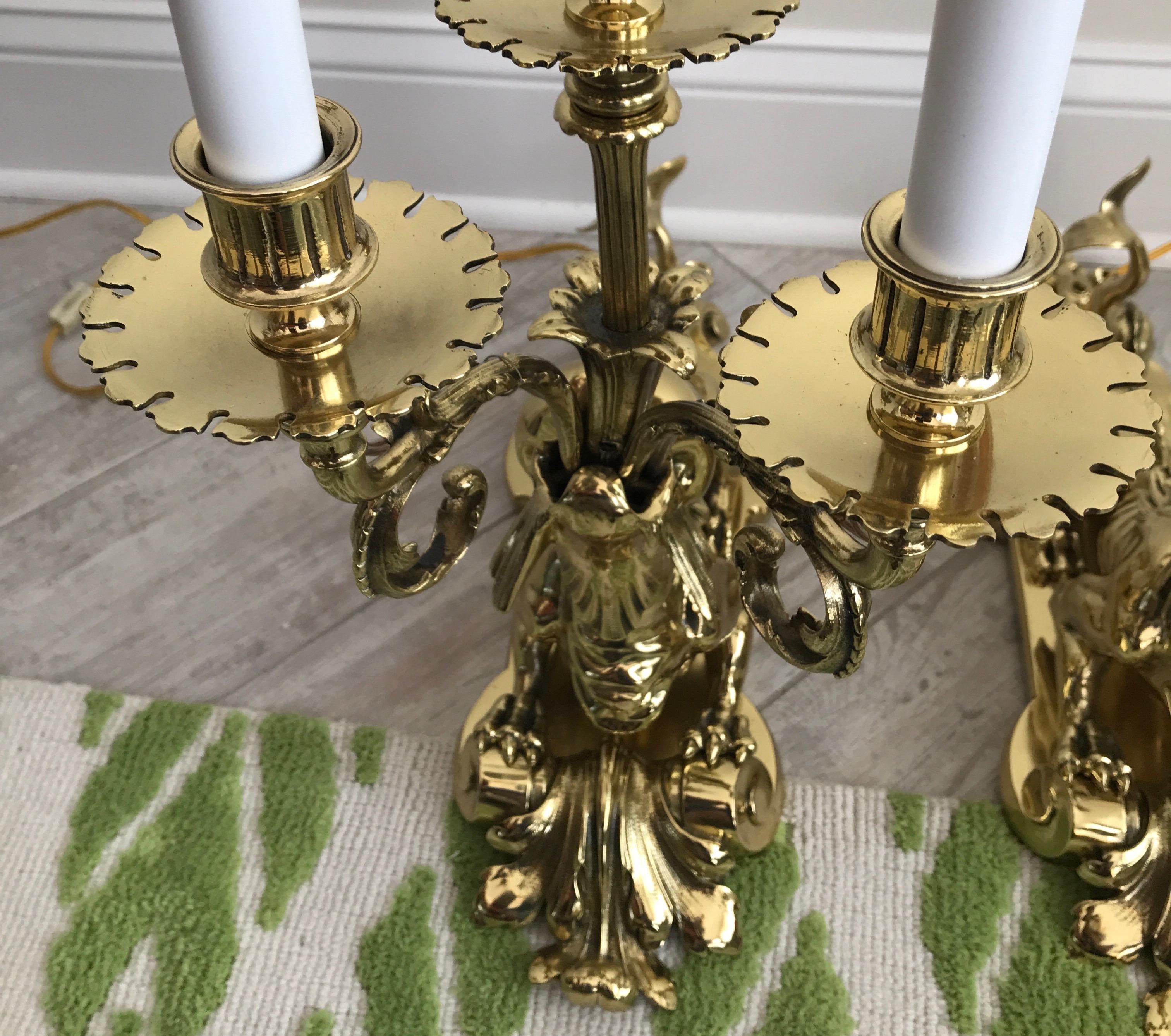 Pair of Early 20th Century Solid Brass Sea Urchin Candelabra For Sale 11