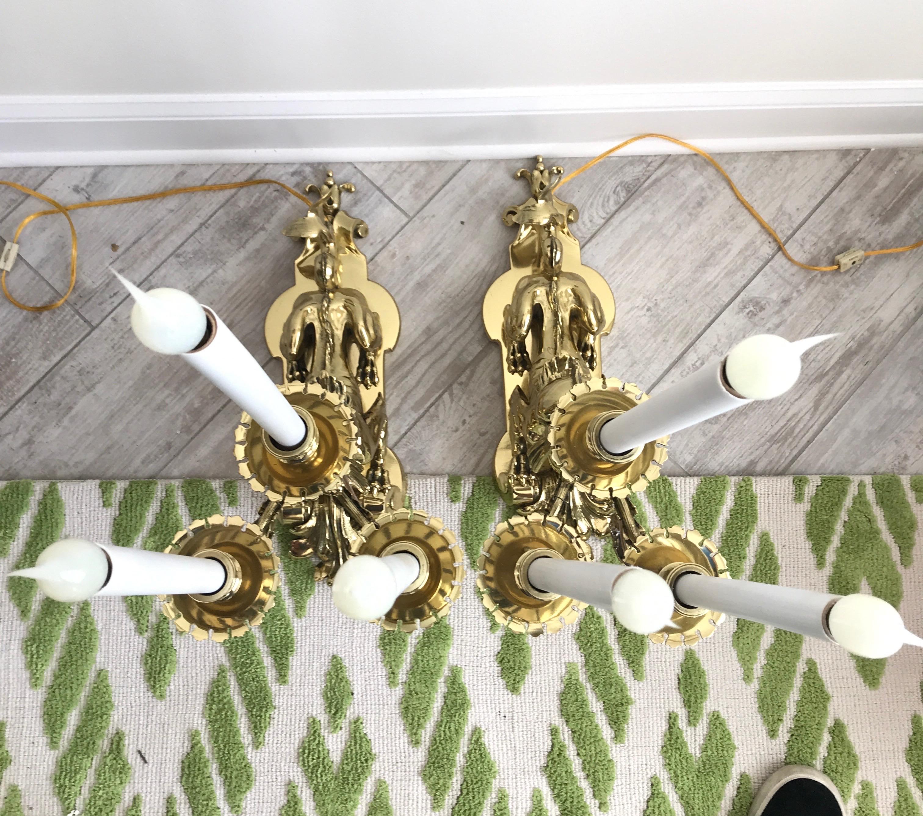 Pair of Early 20th Century Solid Brass Sea Urchin Candelabra For Sale 12