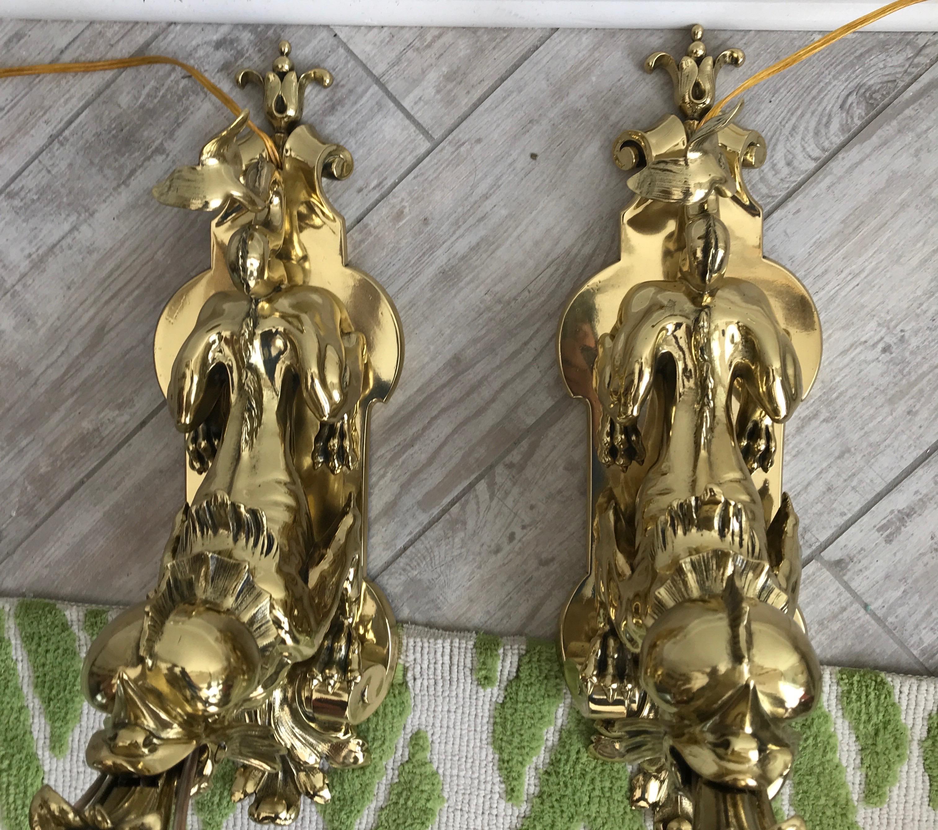 Pair of Early 20th Century Solid Brass Sea Urchin Candelabra For Sale 13