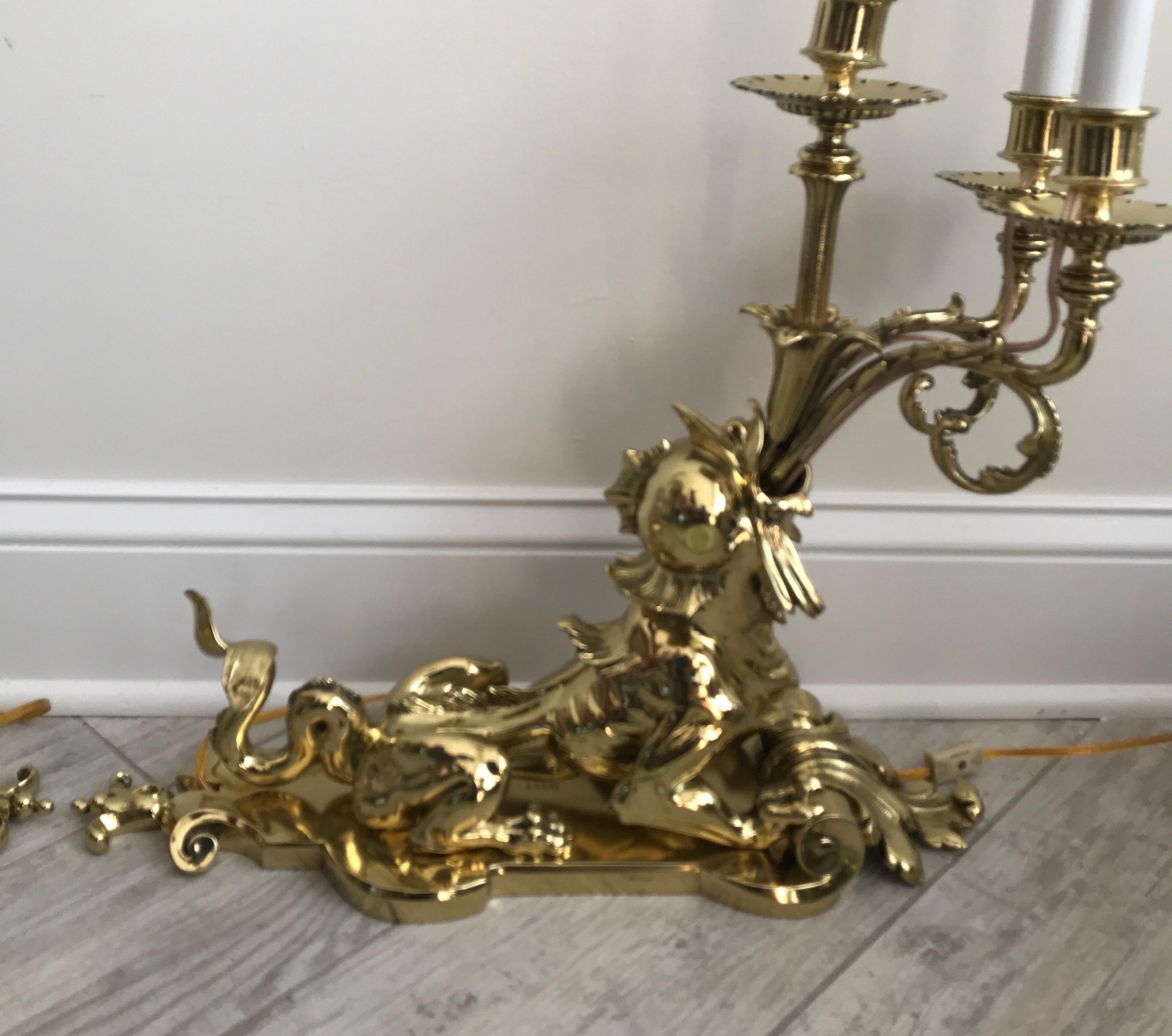 Pair of Early 20th Century Solid Brass Sea Urchin Candelabra For Sale 15