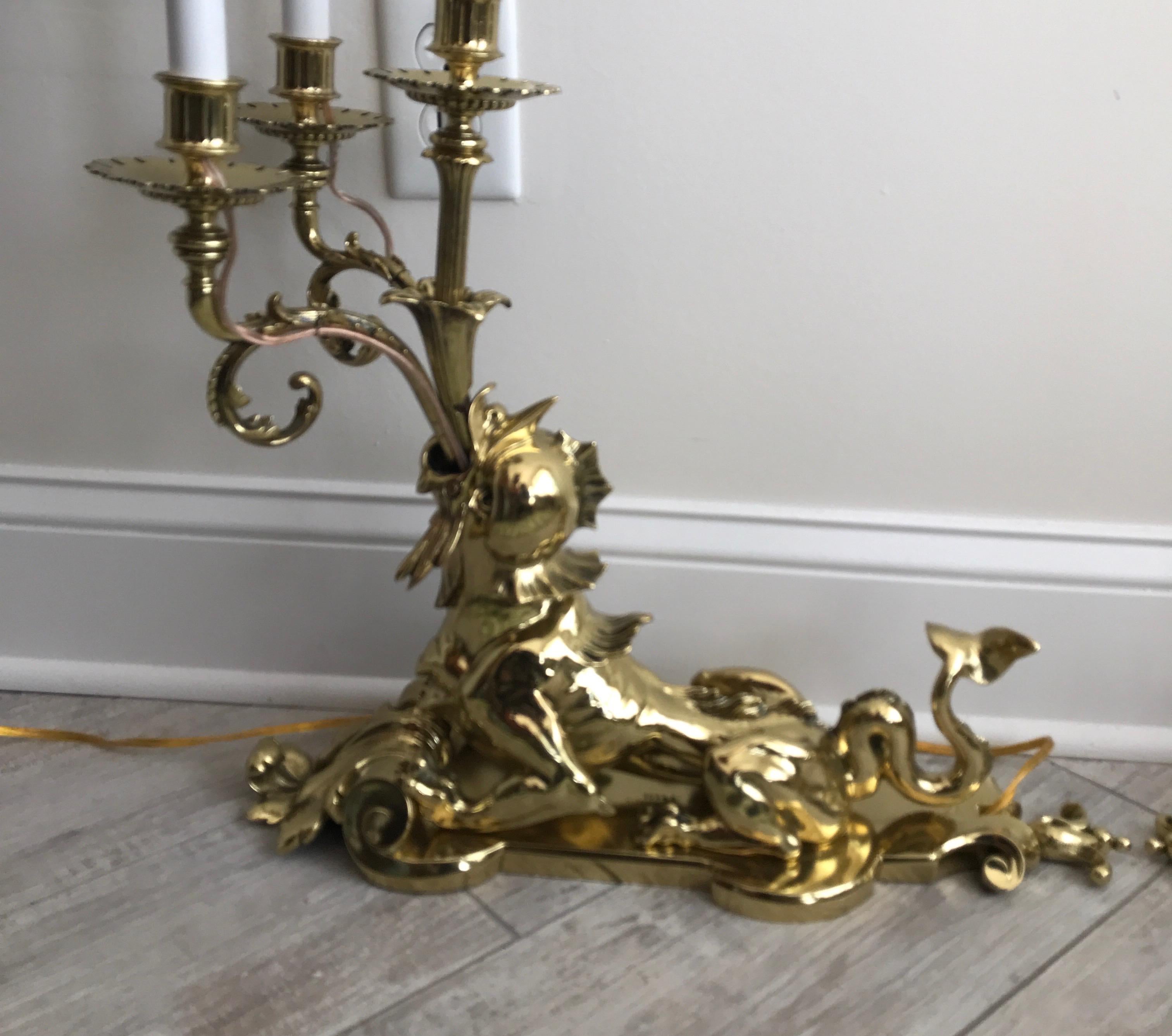 Pair of Early 20th Century Solid Brass Sea Urchin Candelabra For Sale 16