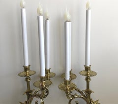 Antique Brass Sea Urchin Candelabra, Three Arms, Circa 1930s