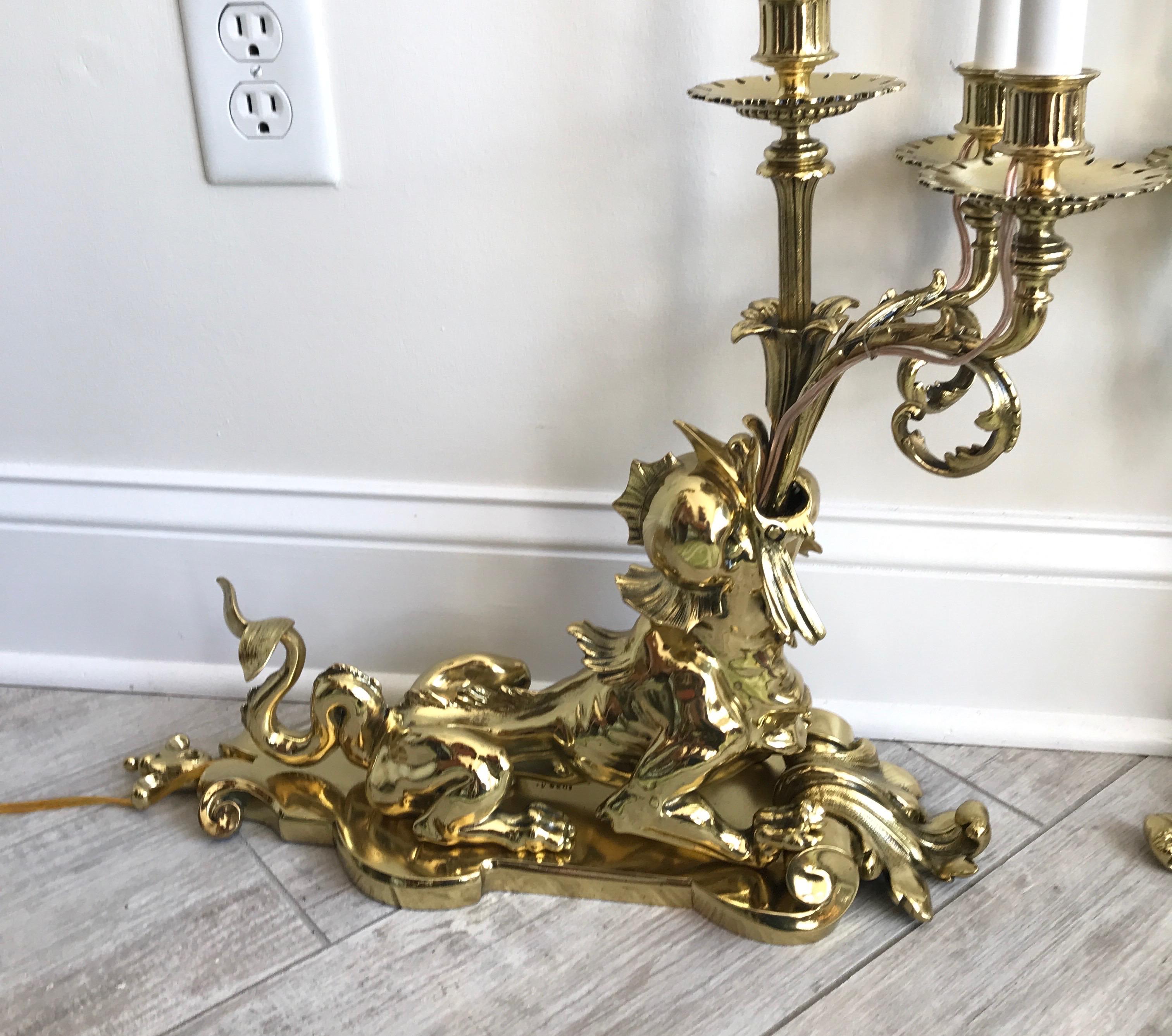 Pair of Early 20th Century Solid Brass Sea Urchin Candelabra For Sale 4