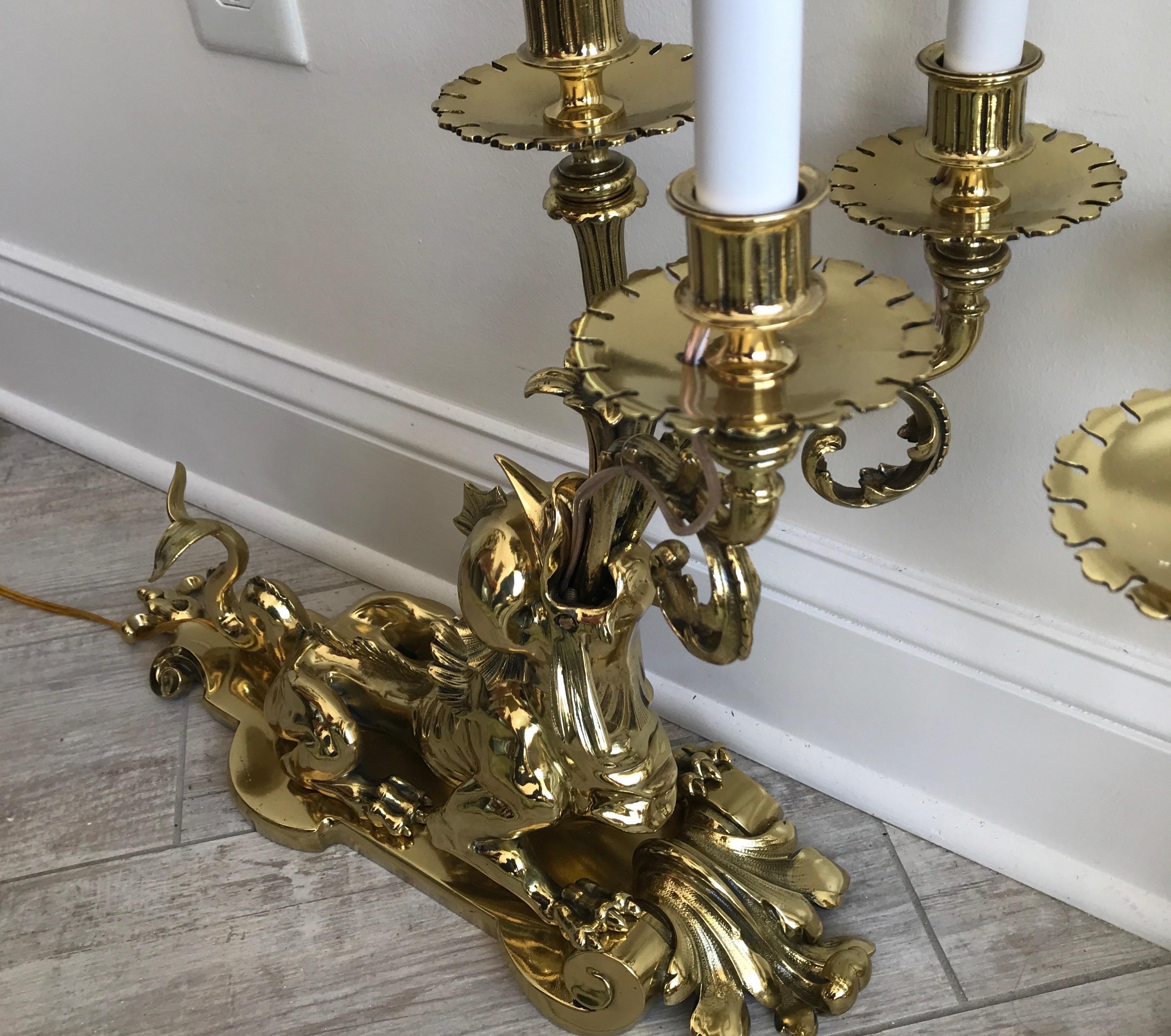 Pair of Early 20th Century Solid Brass Sea Urchin Candelabra For Sale 5