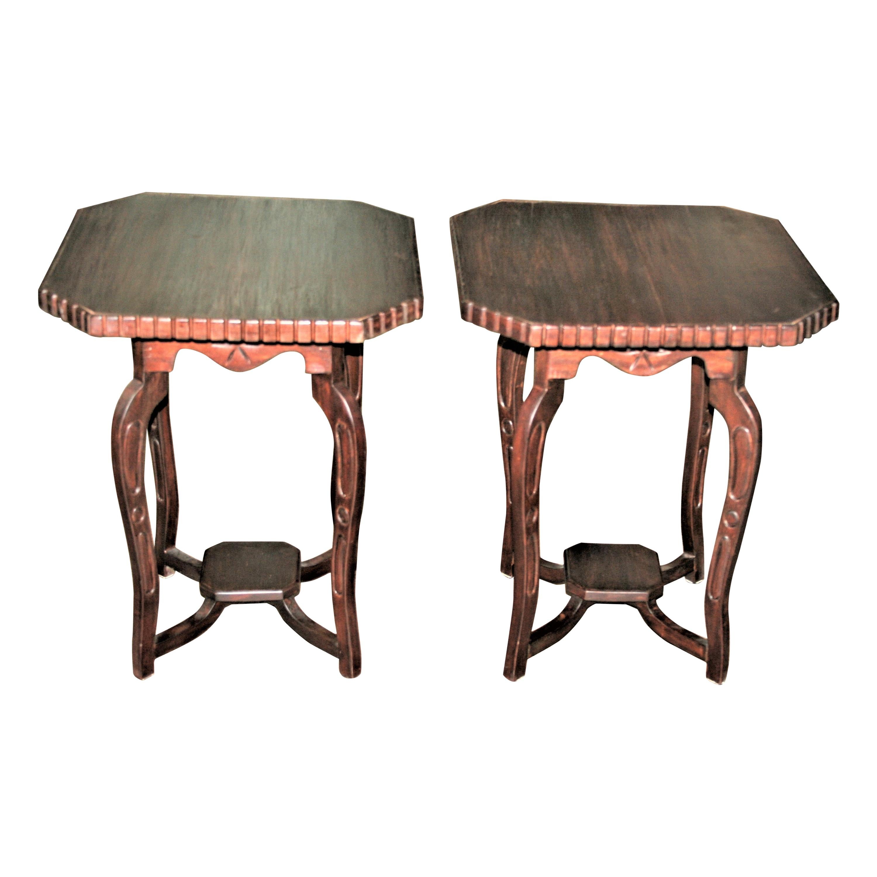 Pair of Early 20th Century Solid Nedun Wood Side Tables from Sri Lanka