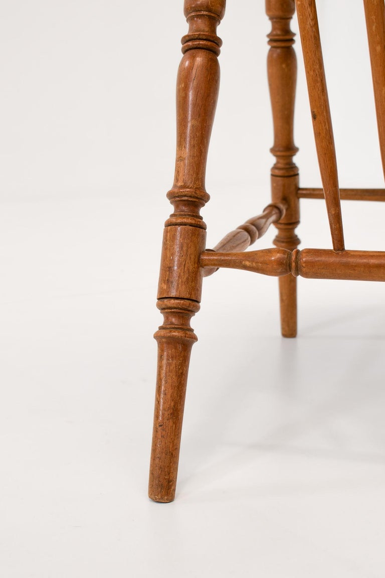 Pair of Early 20th Century Spindle Back Chairs in Bouclé For Sale at