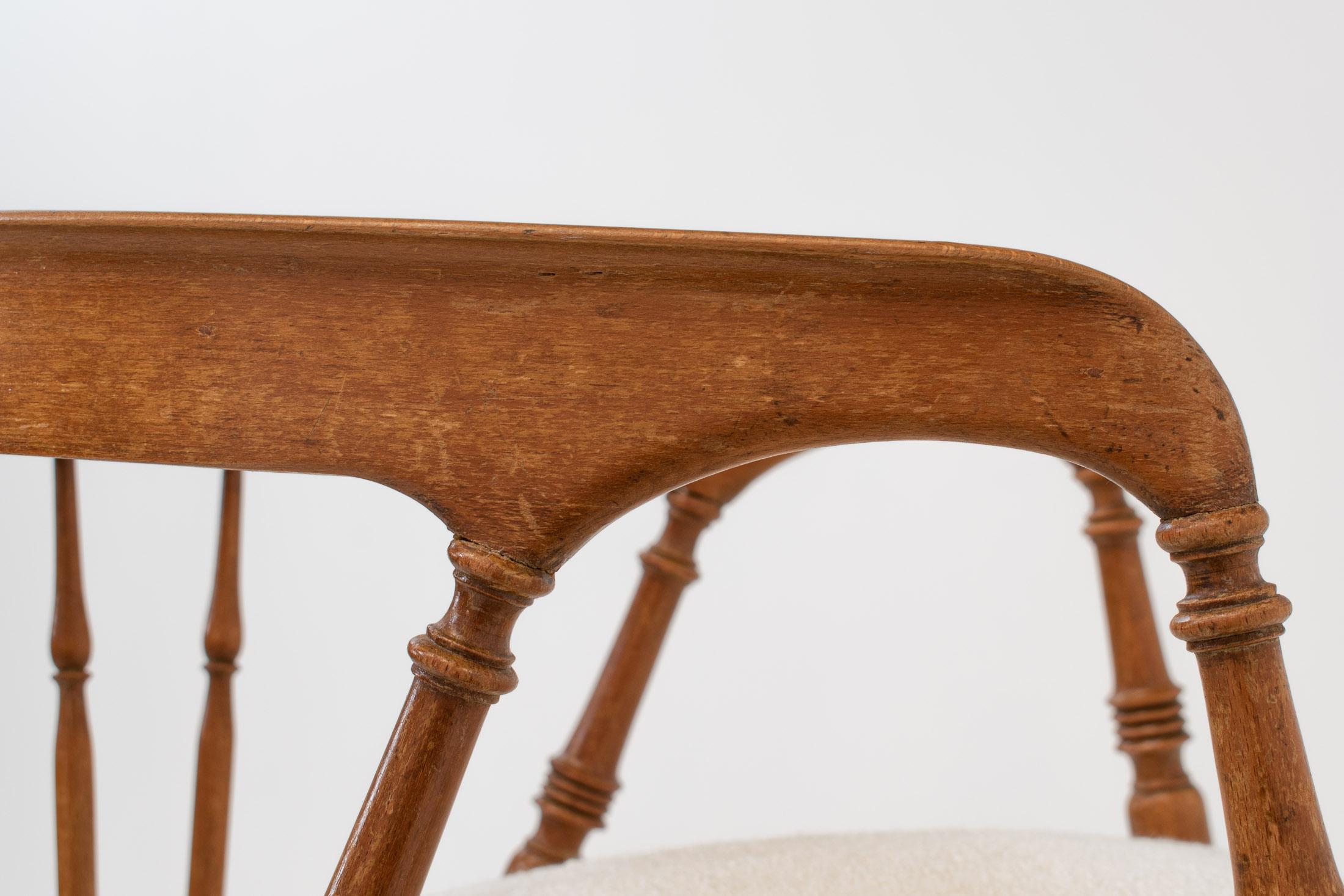 Pair of Early 20th Century Spindle Back Chairs in Bouclé 9