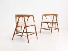 Pair of Early 20th Century Spindle Back Chairs in Bouclé