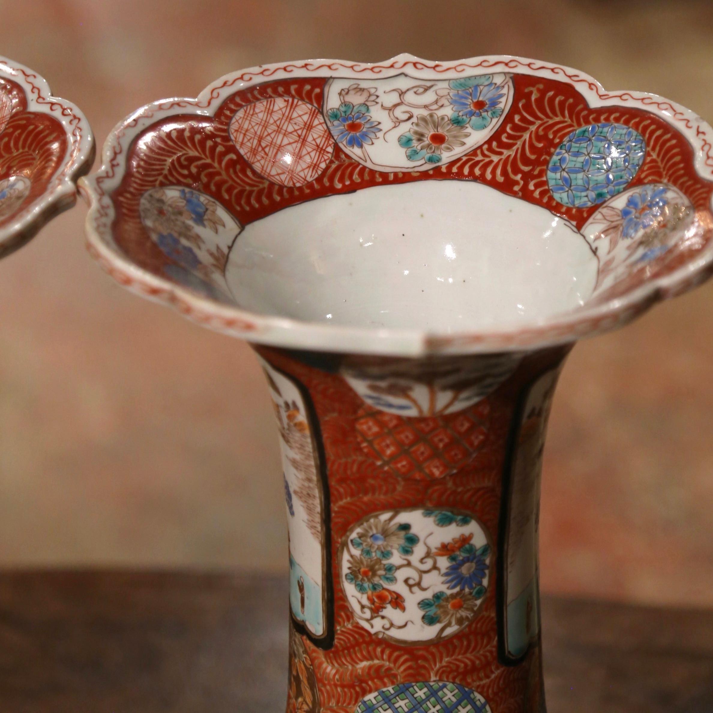 Pair of Early 20th Century Stamped Japanese Porcelain Imari Vases 4