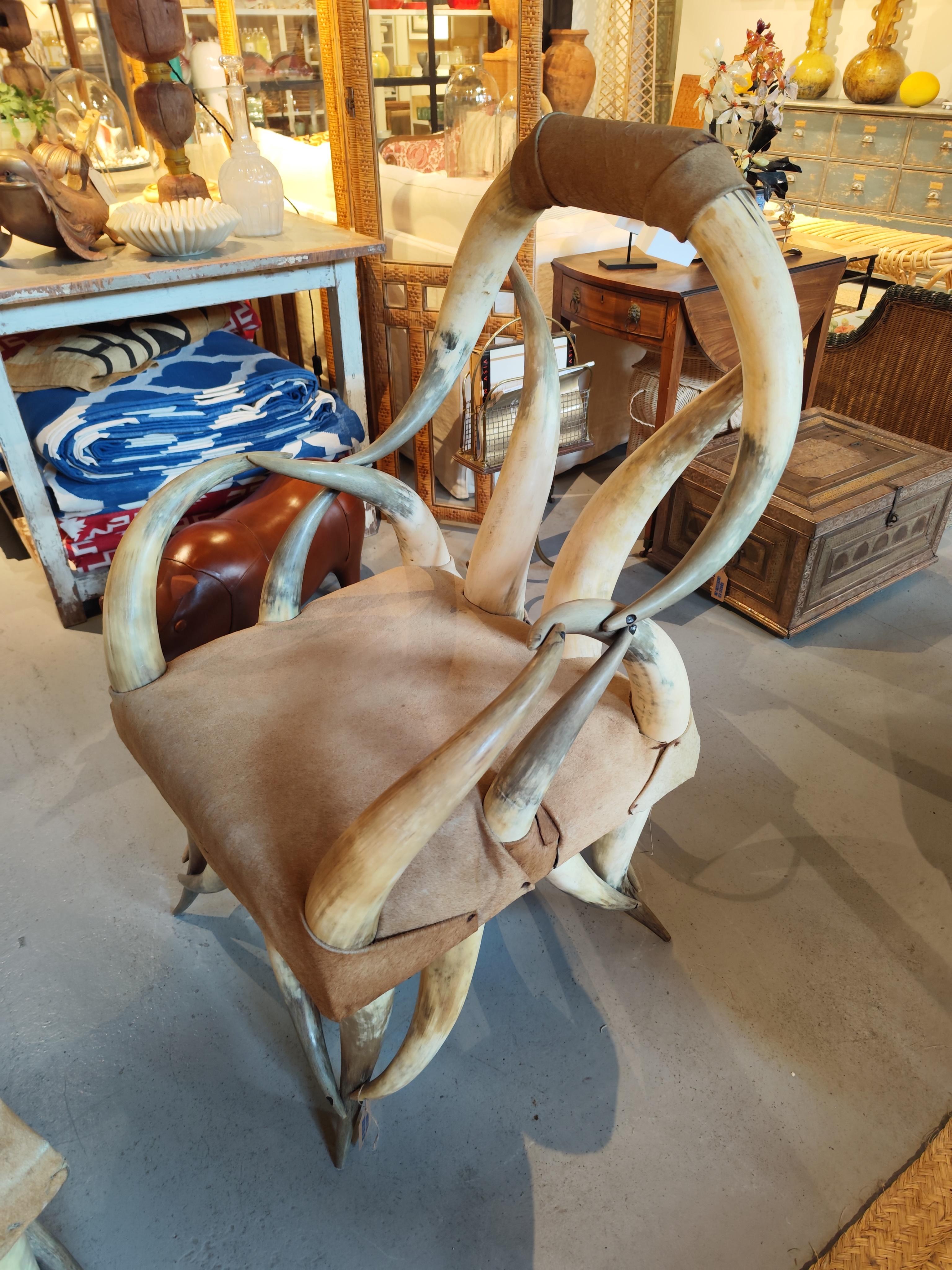 European Early 20th Century Pair of Steer Horn Parlor Chair