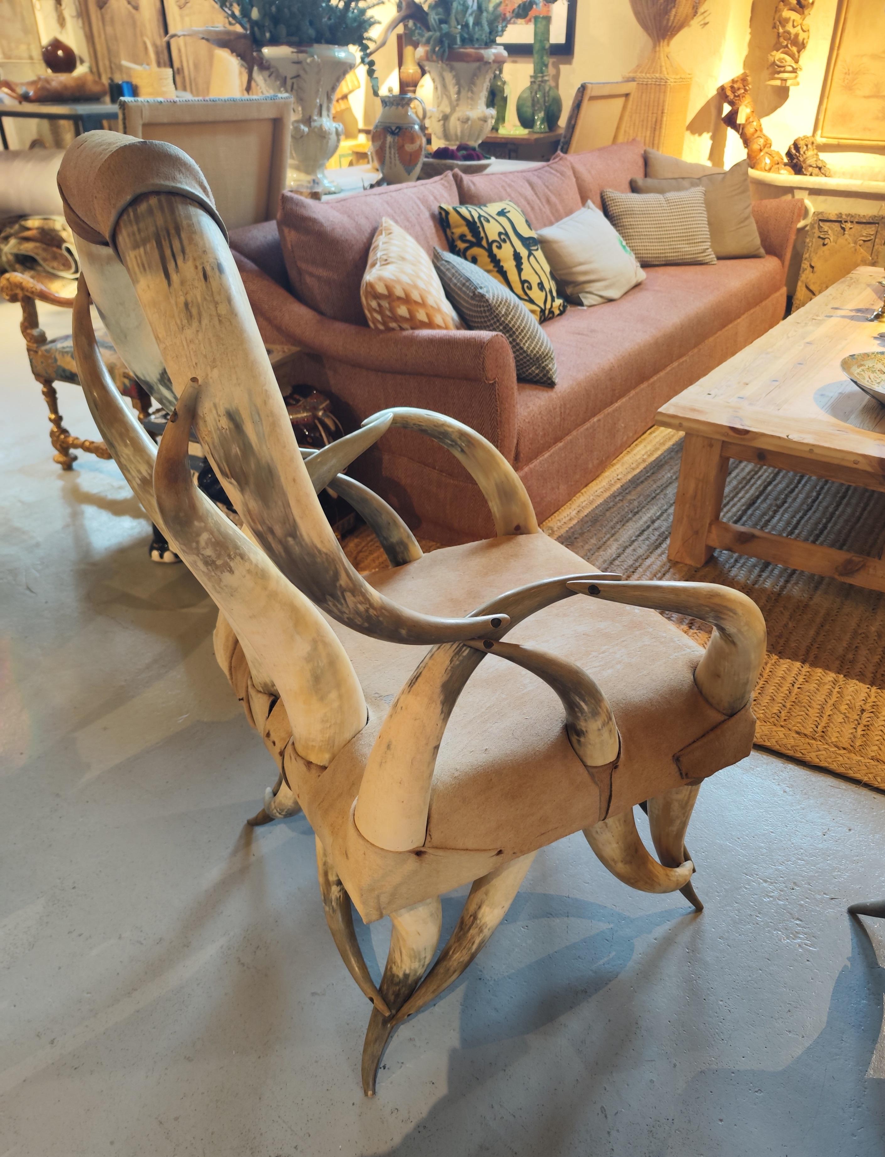 Early 20th Century Pair of Steer Horn Parlor Chair 1