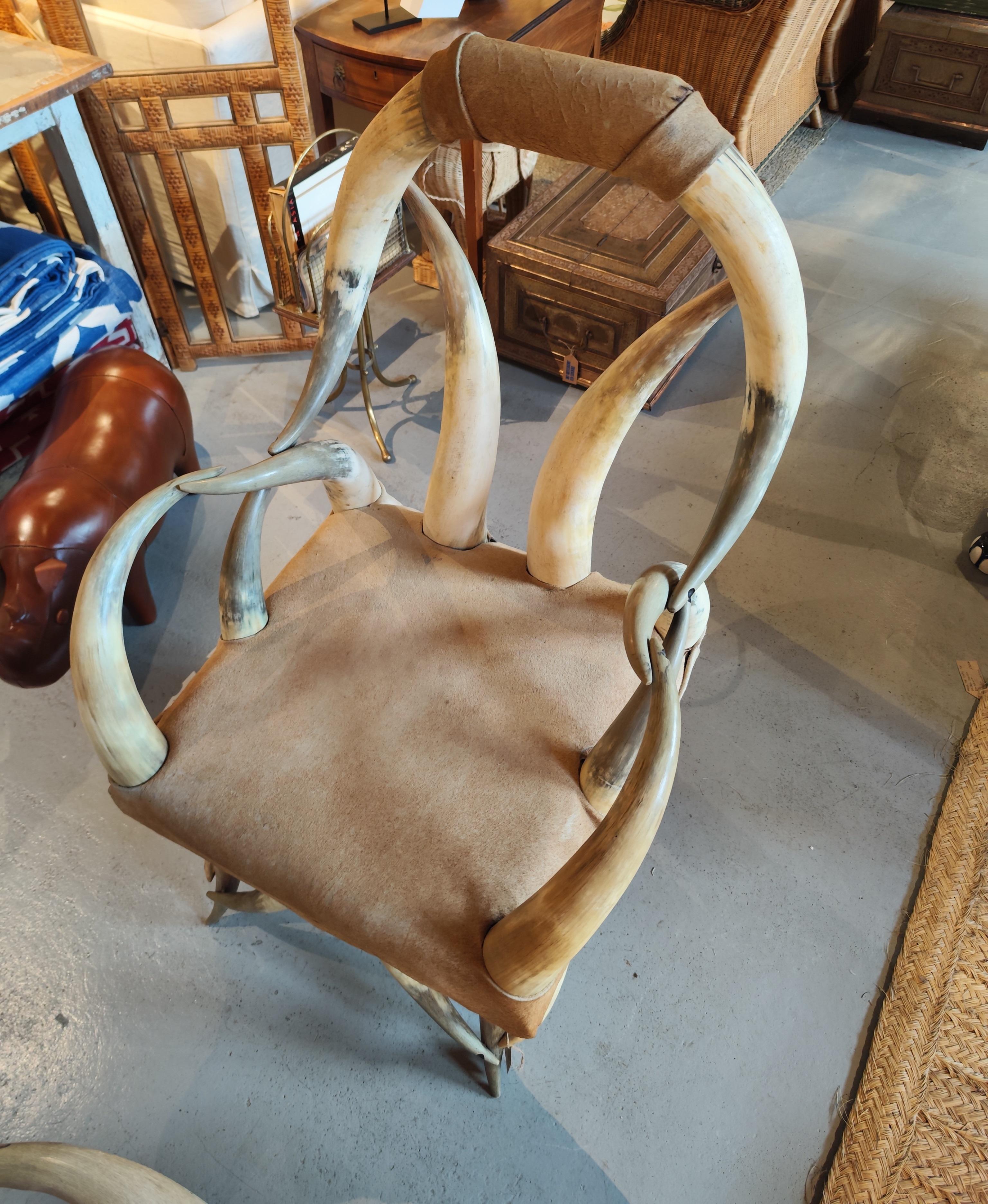 Early 20th Century Pair of Steer Horn Parlor Chair 5
