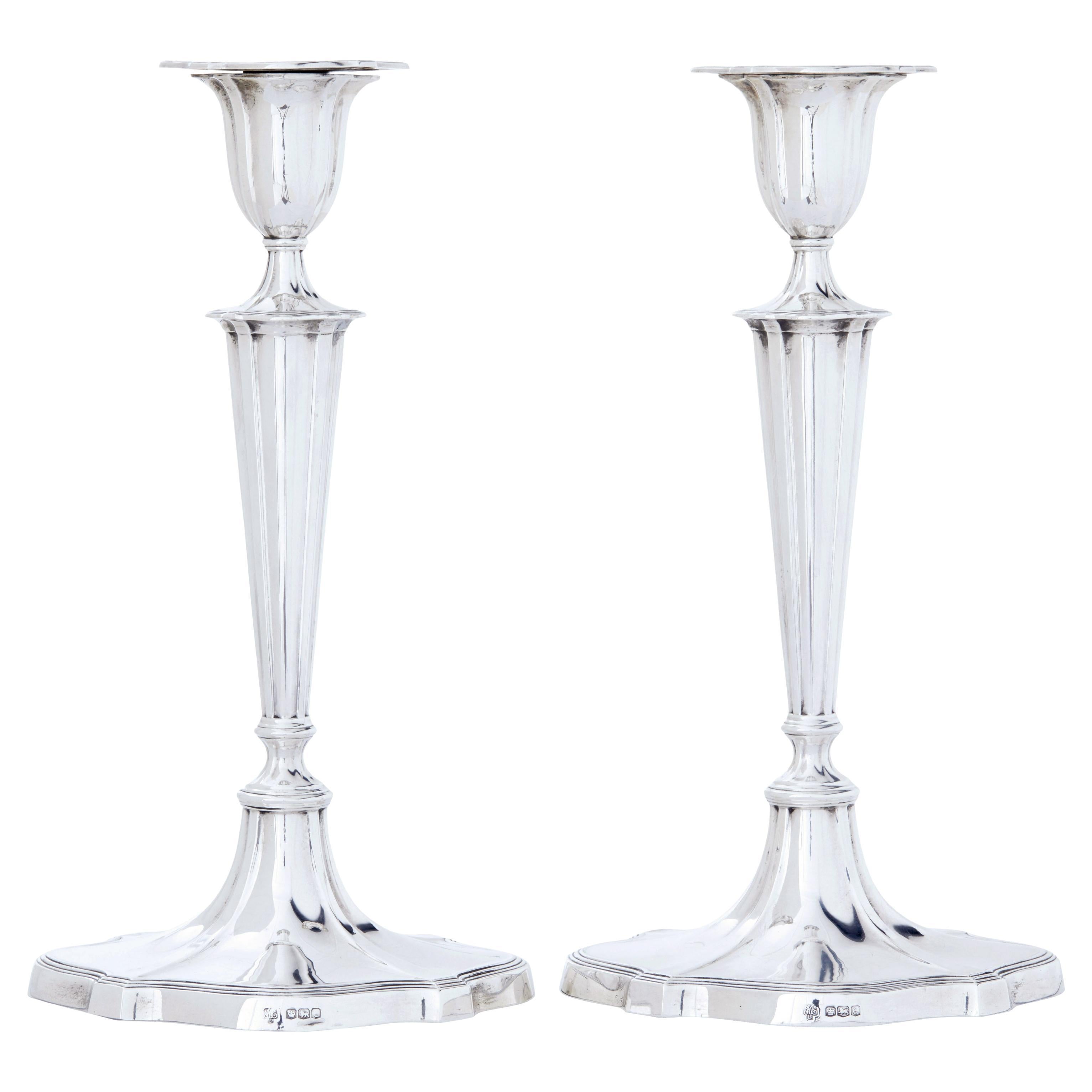 Pair of early 20th century sterling silver candlesticks For Sale