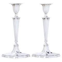 Pair of early 20th century sterling silver candlesticks