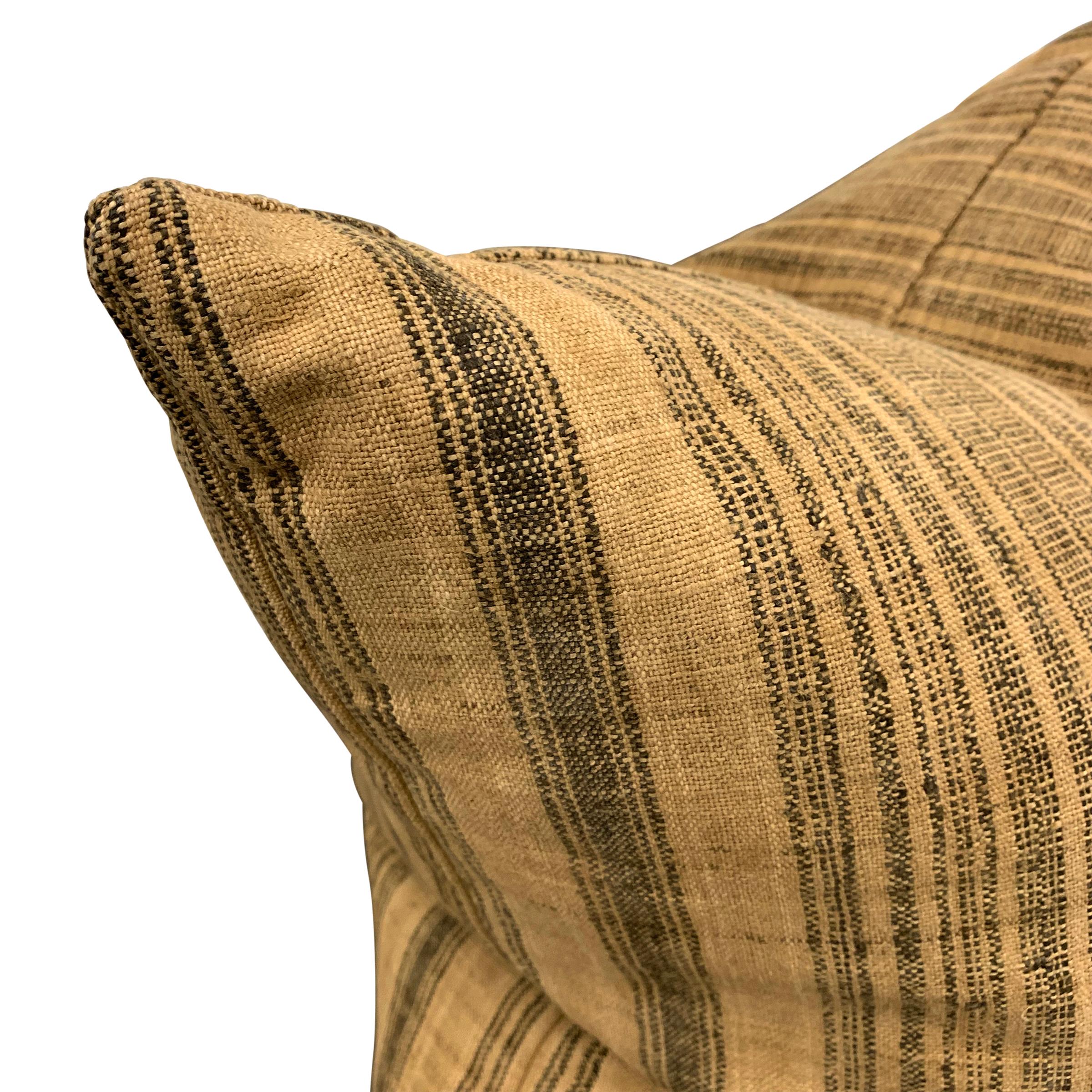 Hand-Woven Pair of Early 20th Century Thai Hill Tribe Striped Linen Pillows