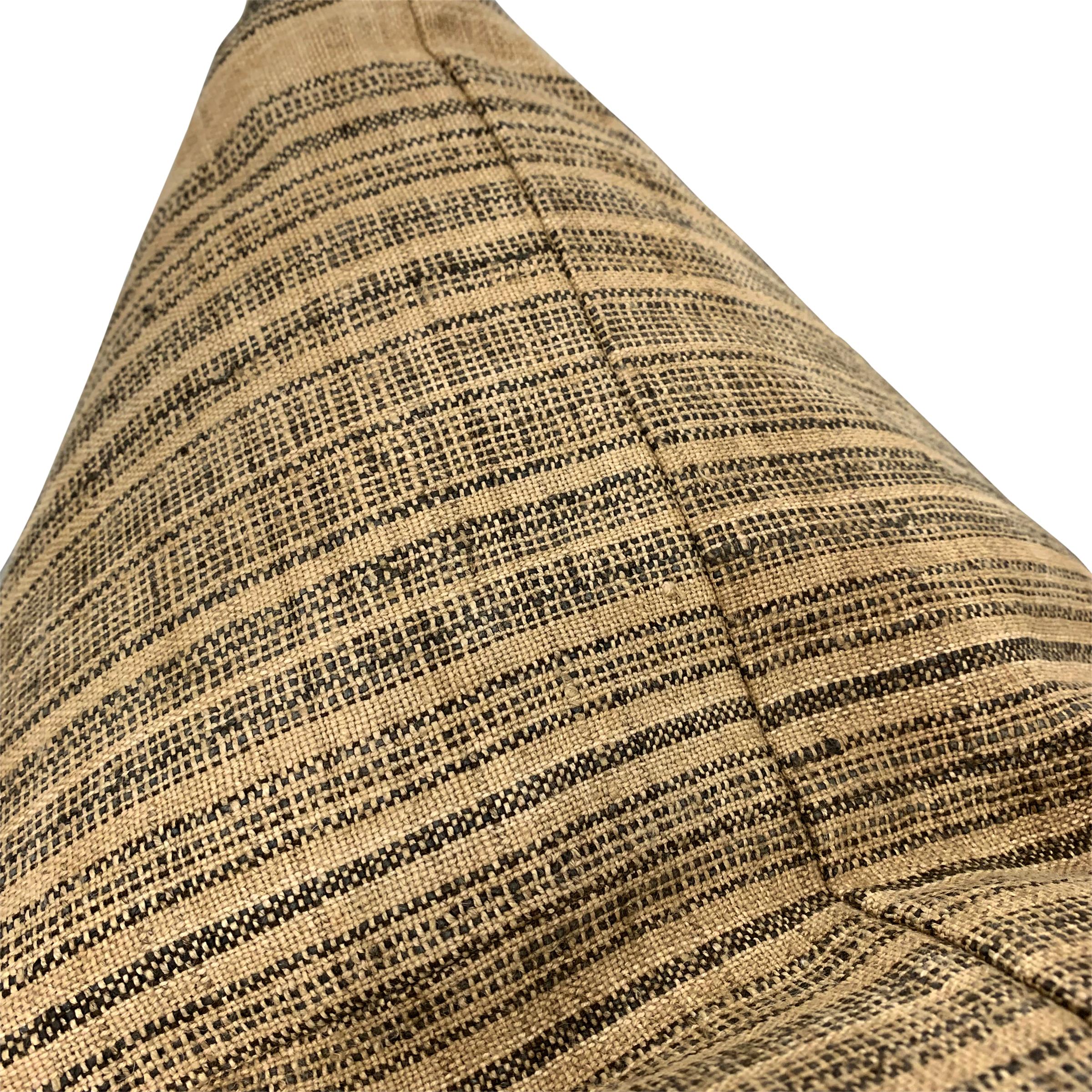 Contemporary Pair of Early 20th Century Thai Hill Tribe Striped Linen Pillows