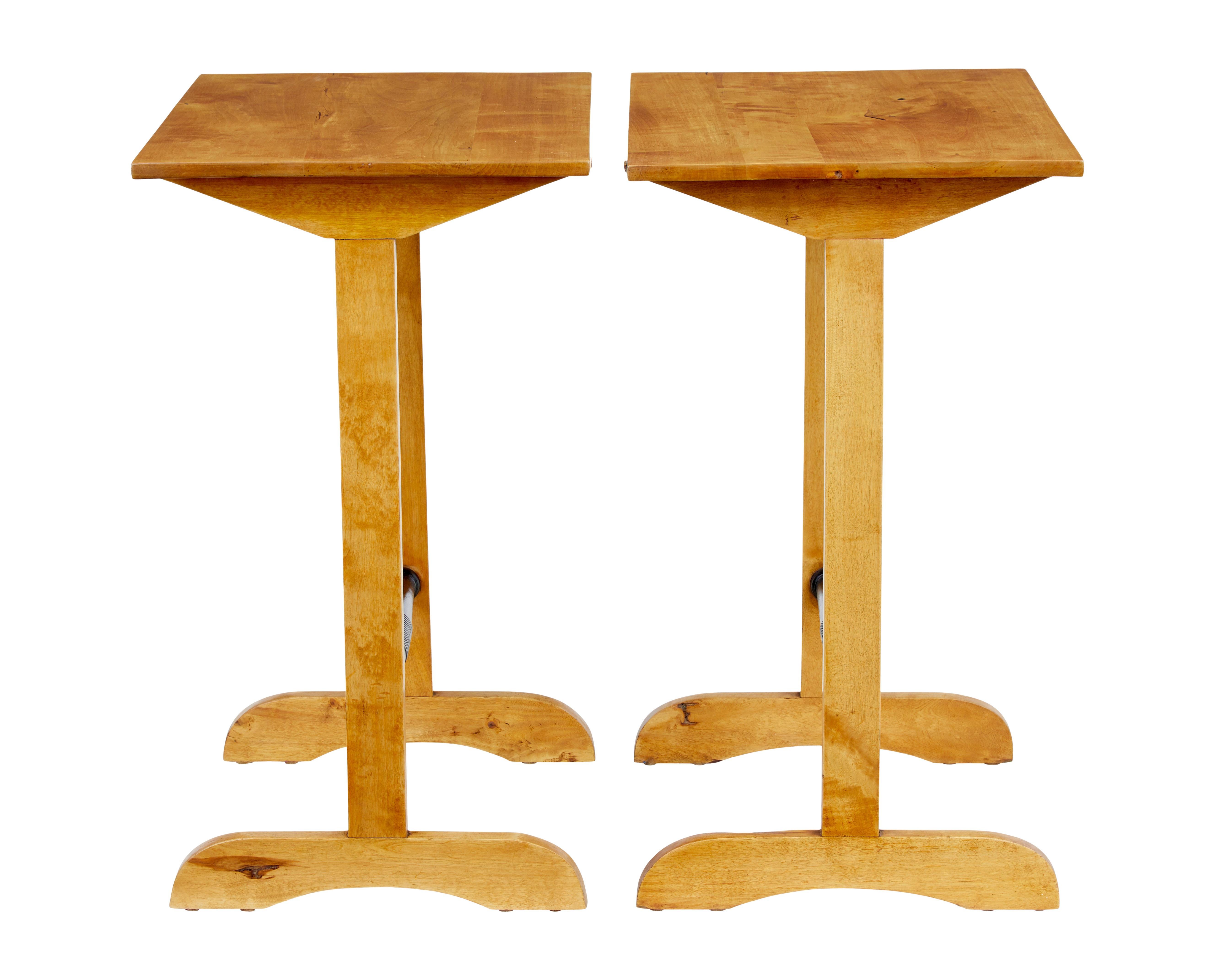 Art Deco Pair of Early 20th Century Swedish Birch Side Tables For Sale