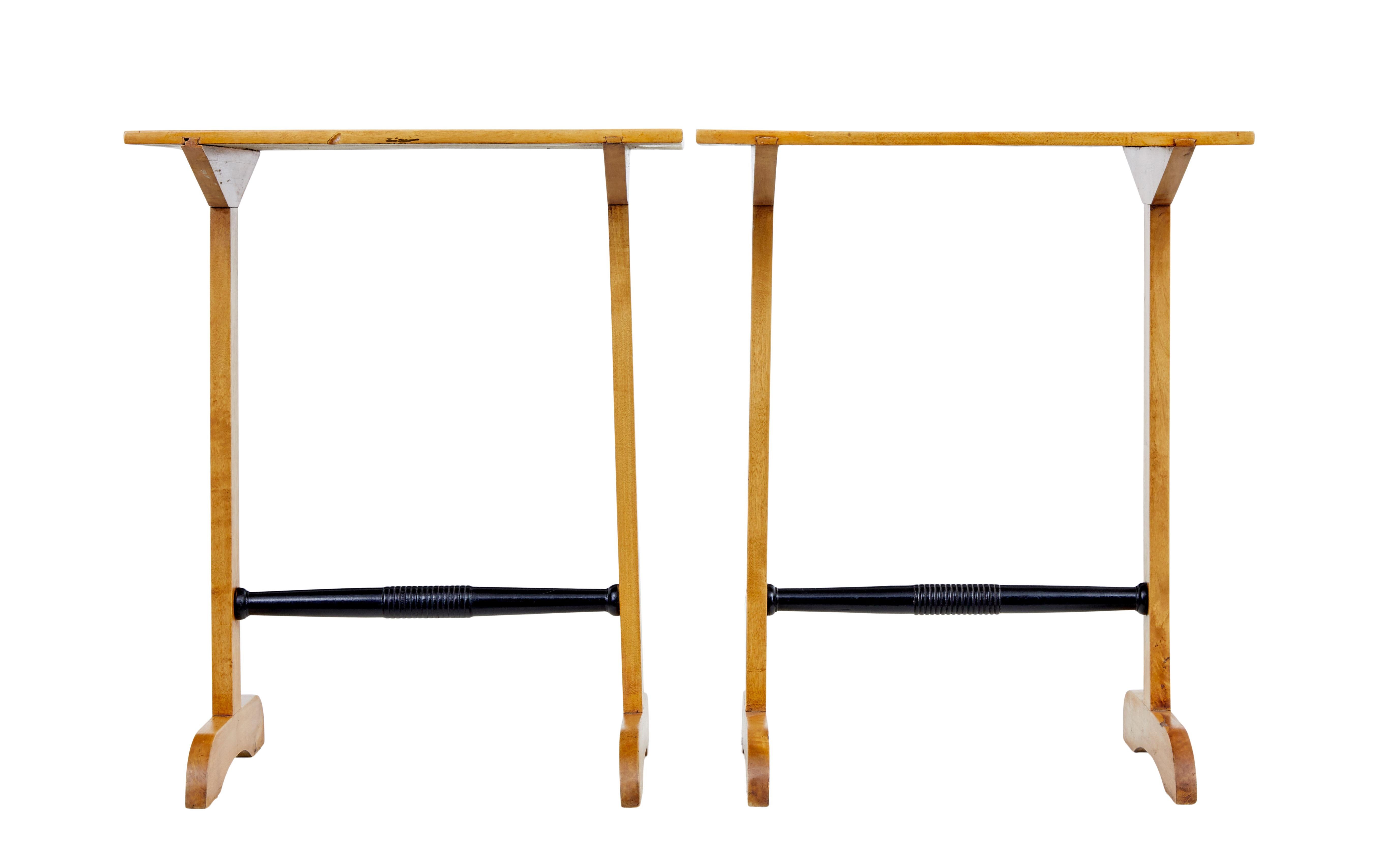 Ebonized Pair of Early 20th Century Swedish Birch Side Tables For Sale