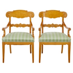 Pair of early 20th century Swedish carved birch armchairs