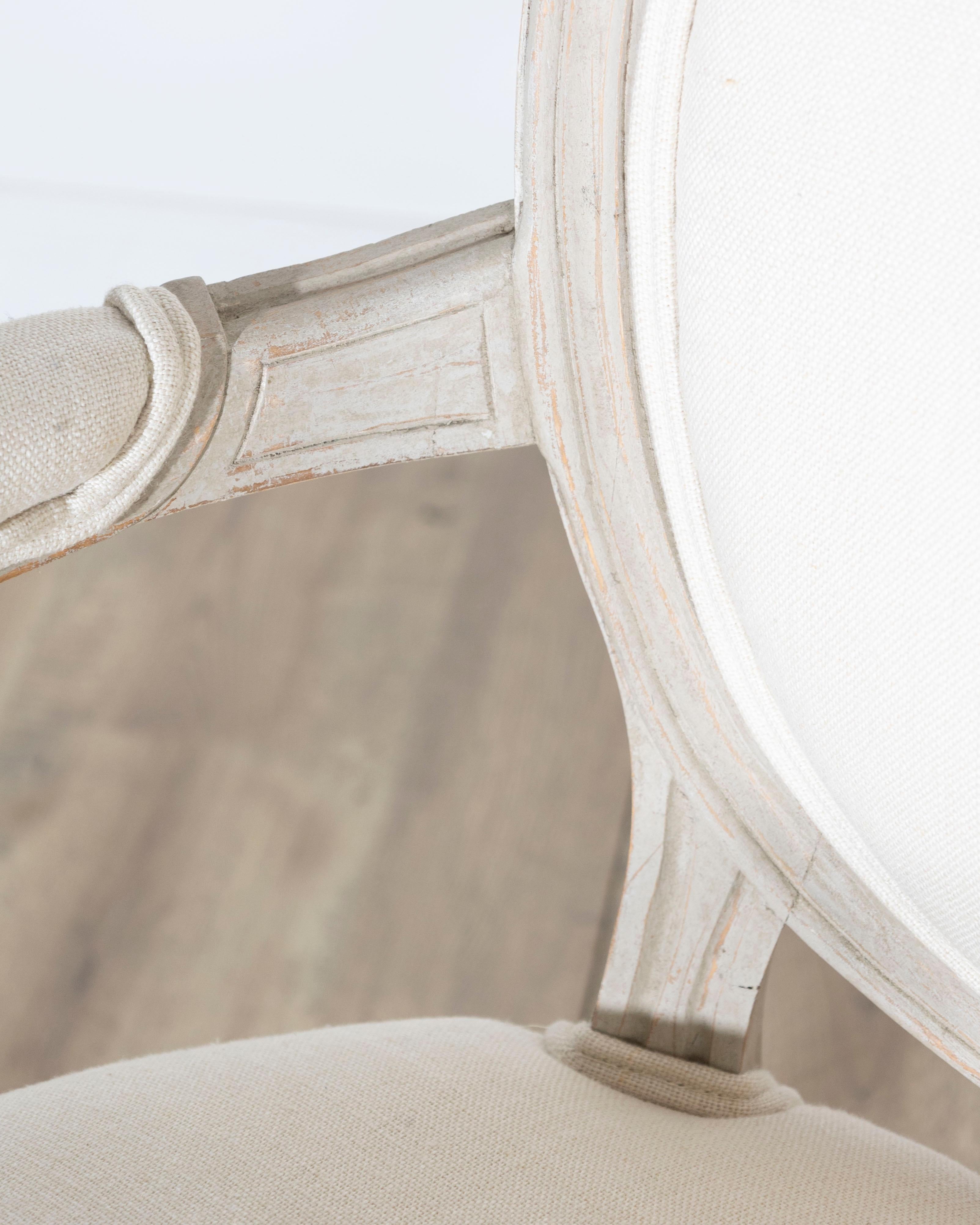 Pair of Early 20th Century Swedish Gustavian Style Oval Back Armchairs For Sale 8