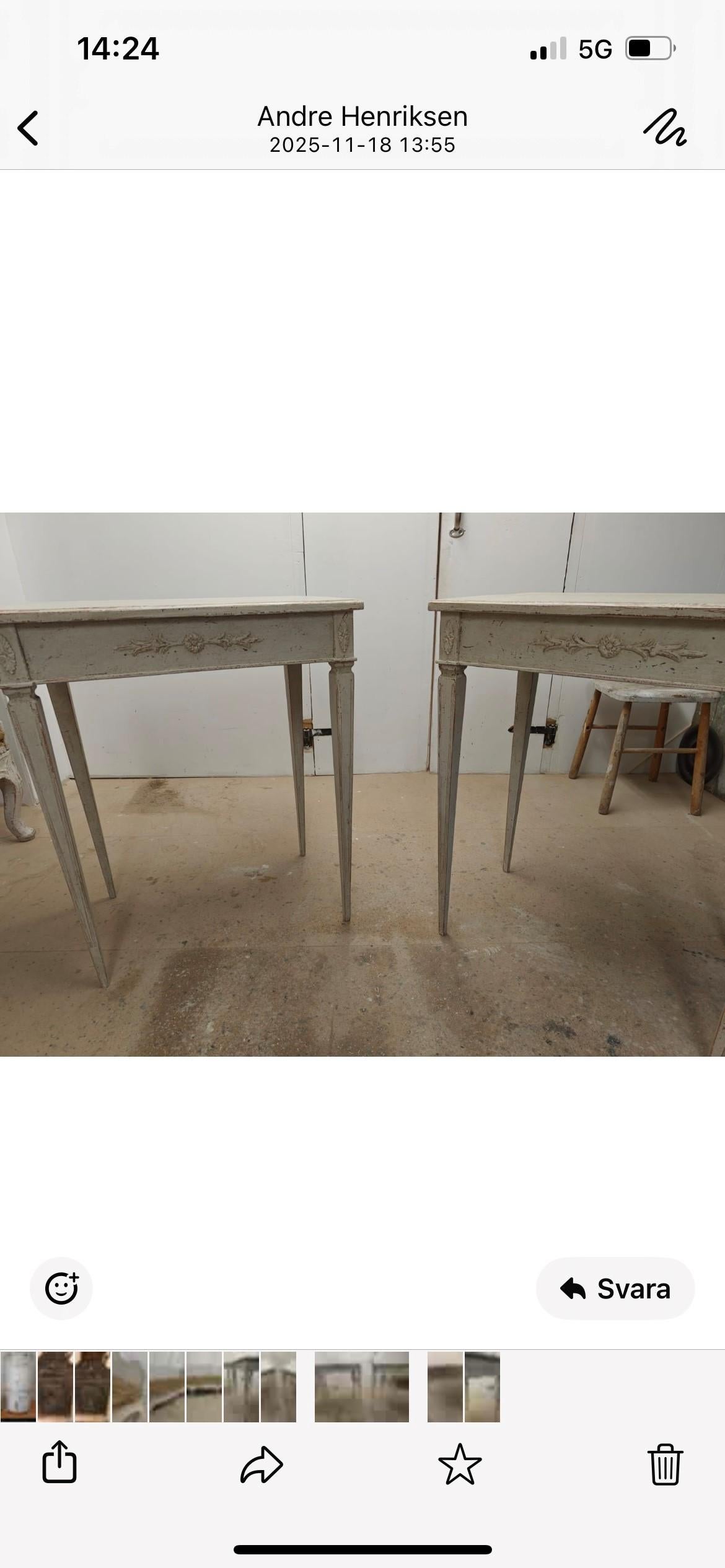 Pine Pair of Early 20th Century Swedish Gustavian Style Painted Side Tables For Sale