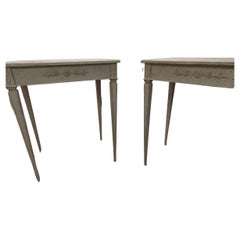 Pair of Early 20th Century Swedish Gustavian Style Painted Side Tables