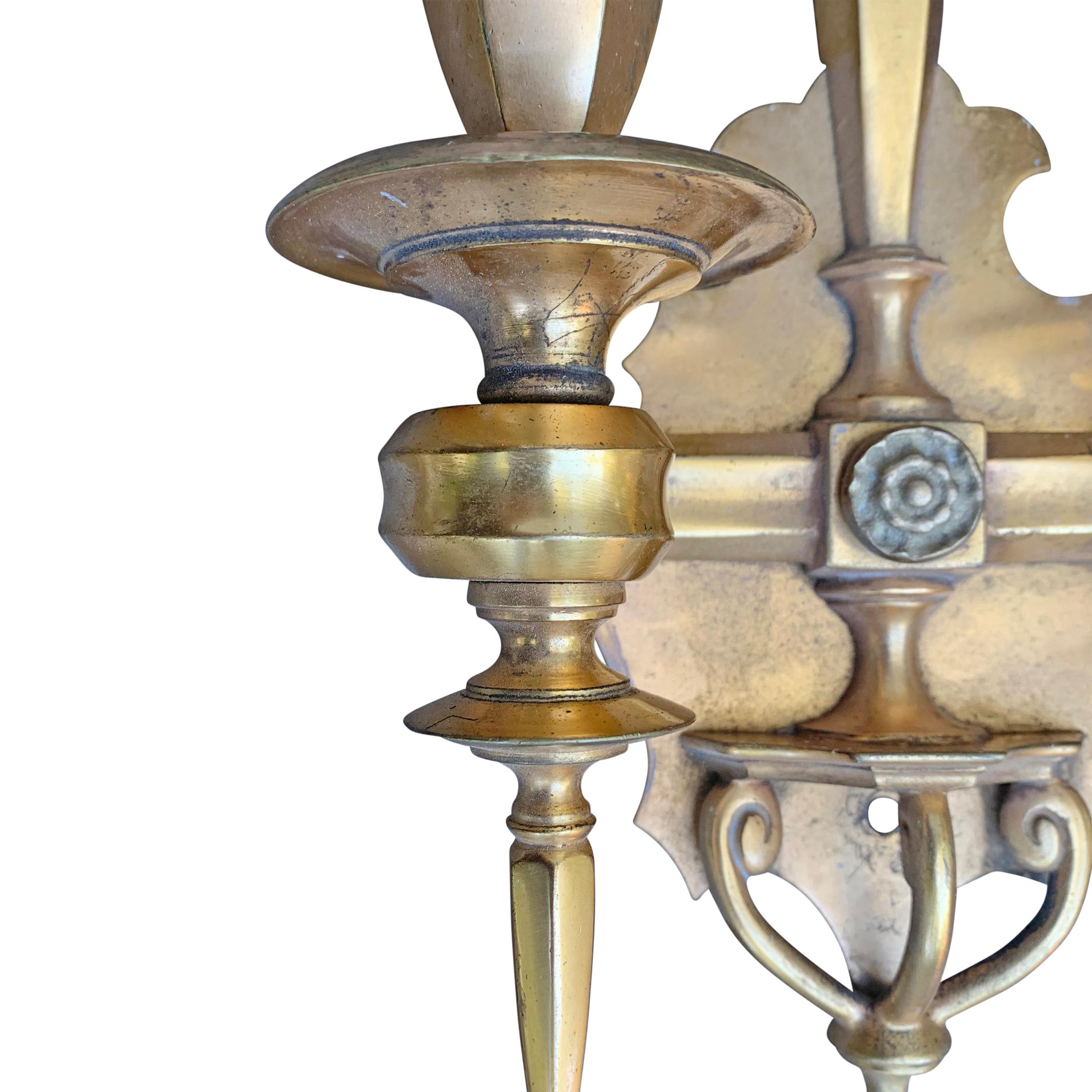 Brass Pair of Early 20th Century Swedish Sconces