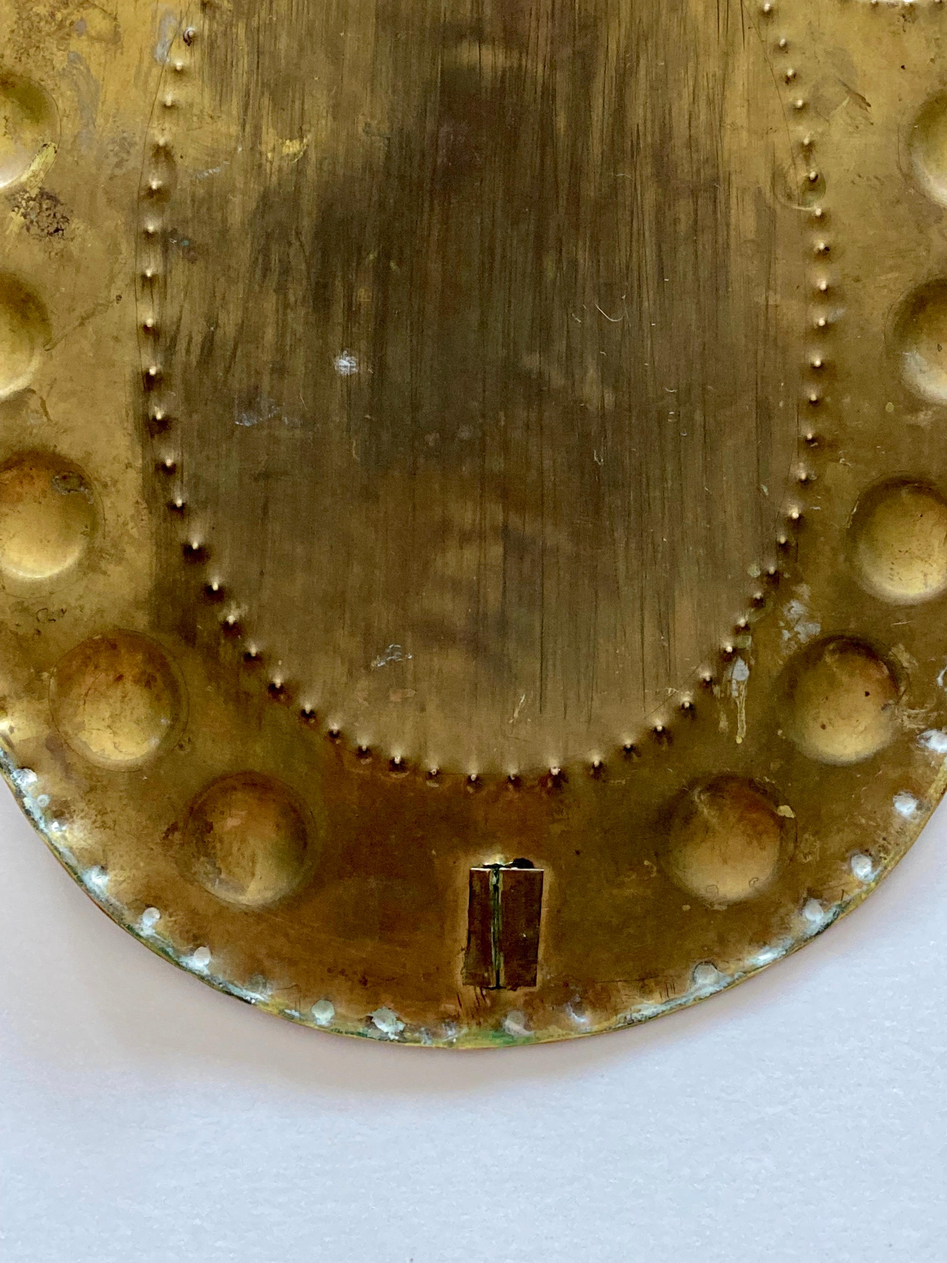 Pair of Early 20th Century Swedish Wall Candle Scones in Embossed/Hammered Brass 3