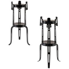 Pair of Early 20th Century Swedish Wrought Iron Pedestals / Plant Stands