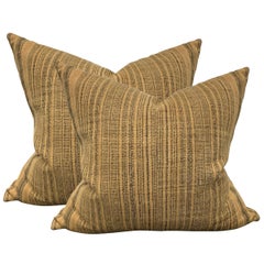 Pair of Early 20th Century Thai Hill Tribe Striped Linen Pillows