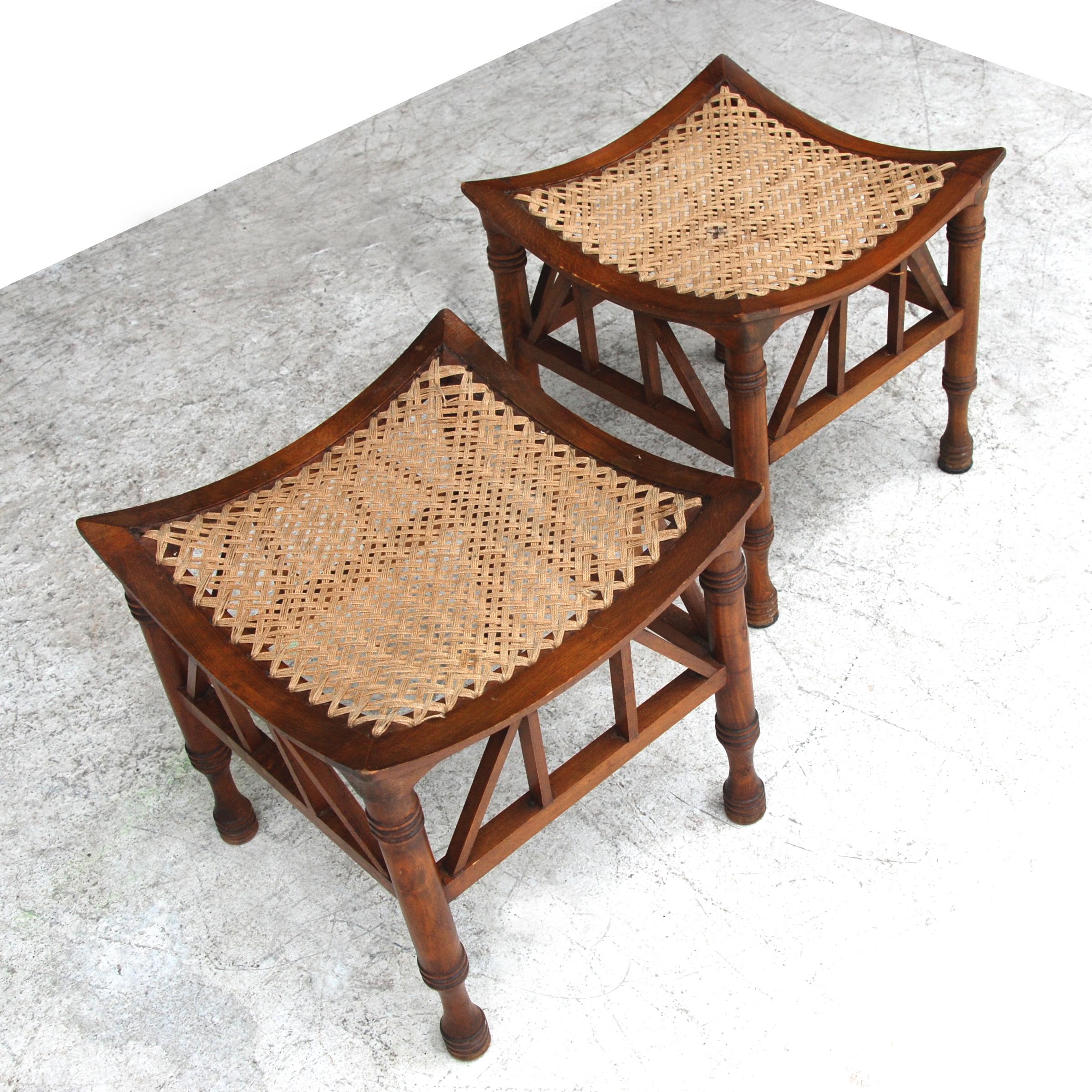 Egyptian Revival Pair of Early 20th Century Thebes Stools