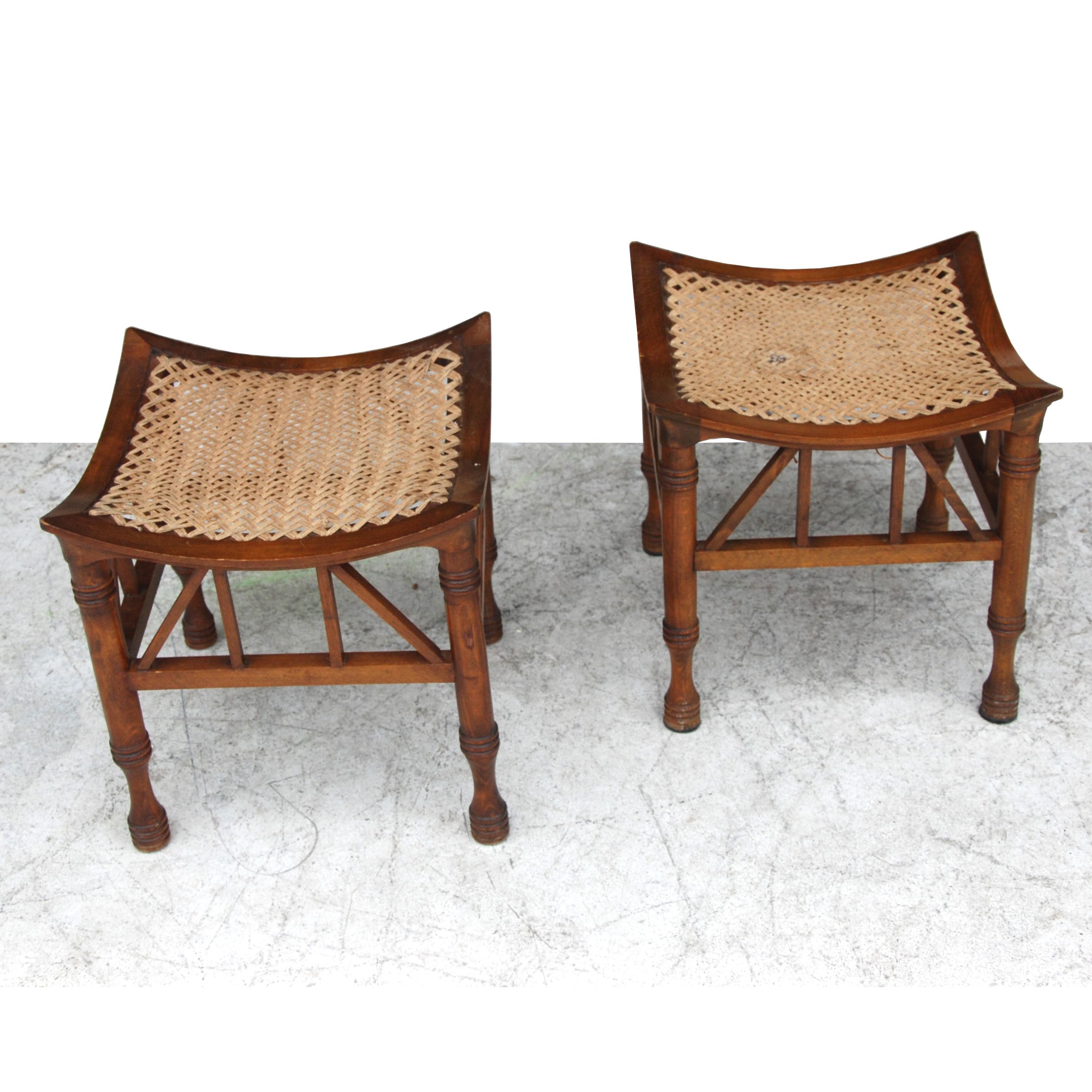 European Pair of Early 20th Century Thebes Stools