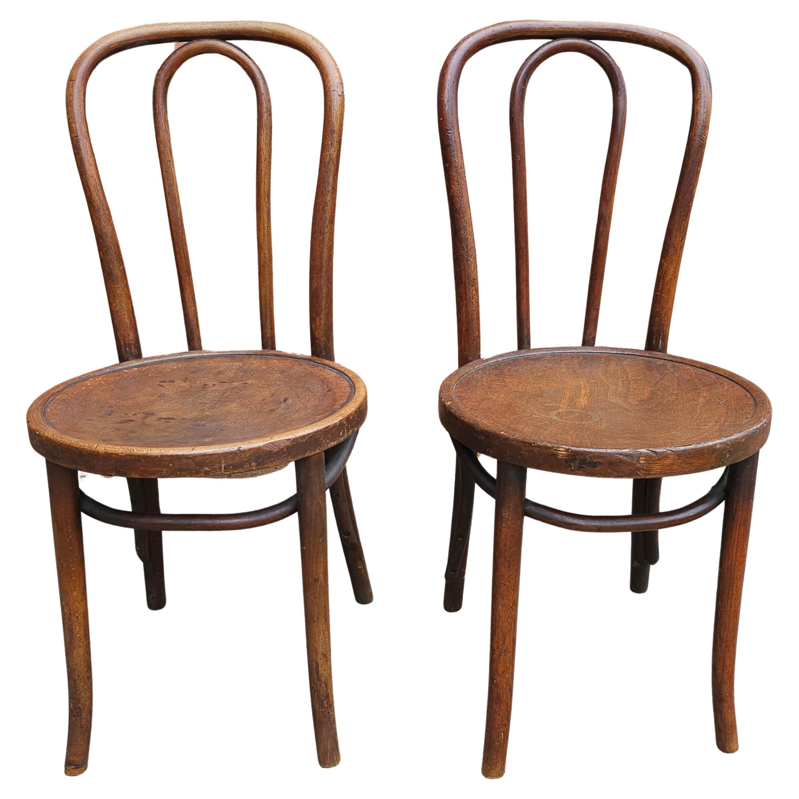 Pair of Early 20th Century Thonet Style Bentwood Bistro Chairs