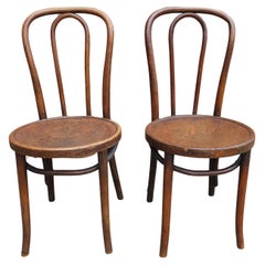 Pair of Early 20th Century Thonet Style Bentwood Bistro Chairs
