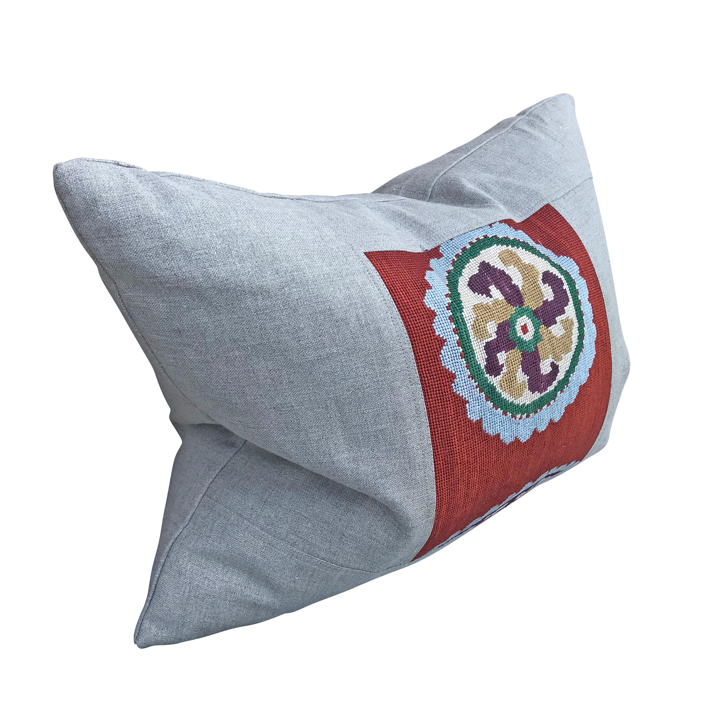 Country Pair of Early 20th Century Uzbek Embroidered Pillows