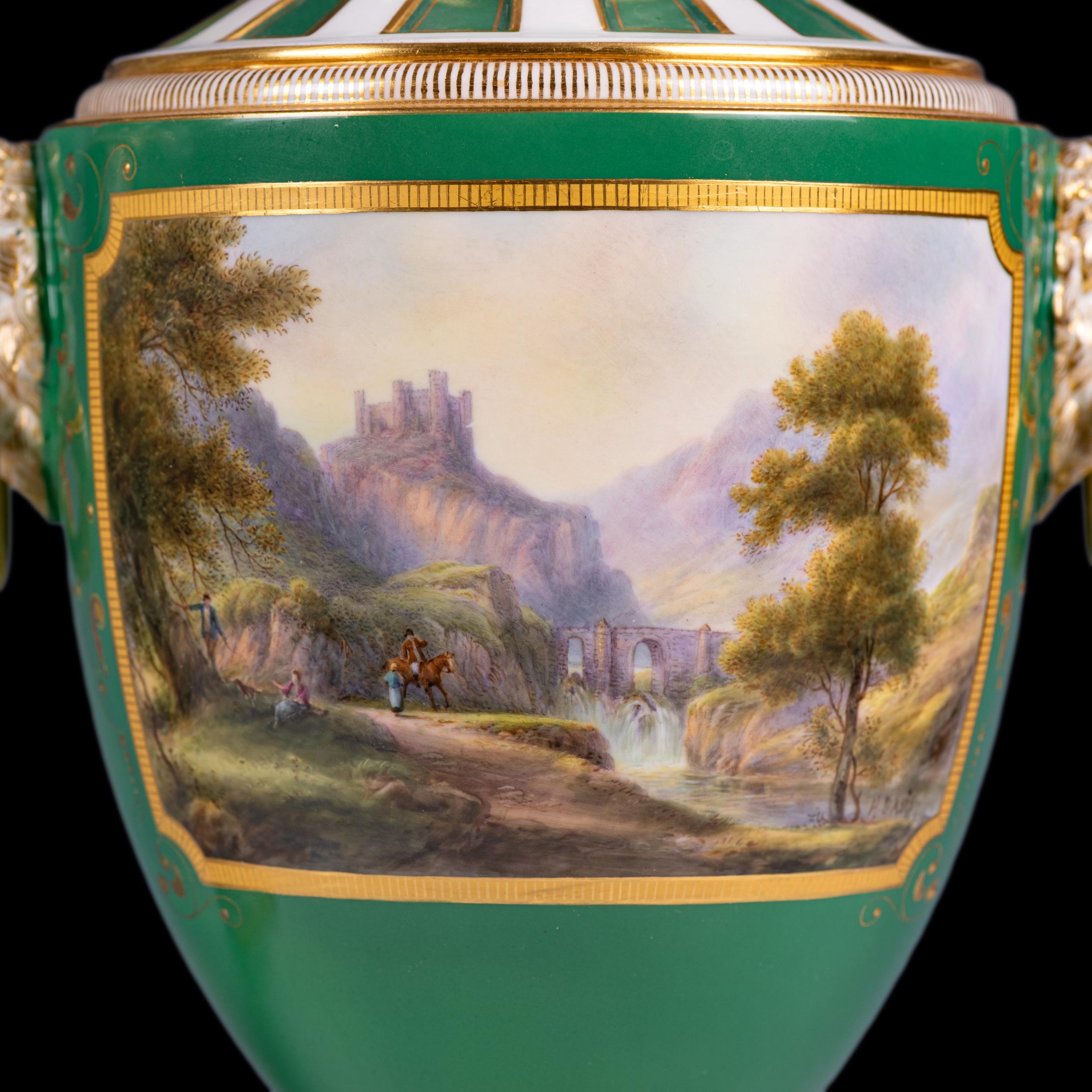 Hand-Painted Pair of Early 20th Century Vases By Royal Worcester Painted By Harry Davies For Sale